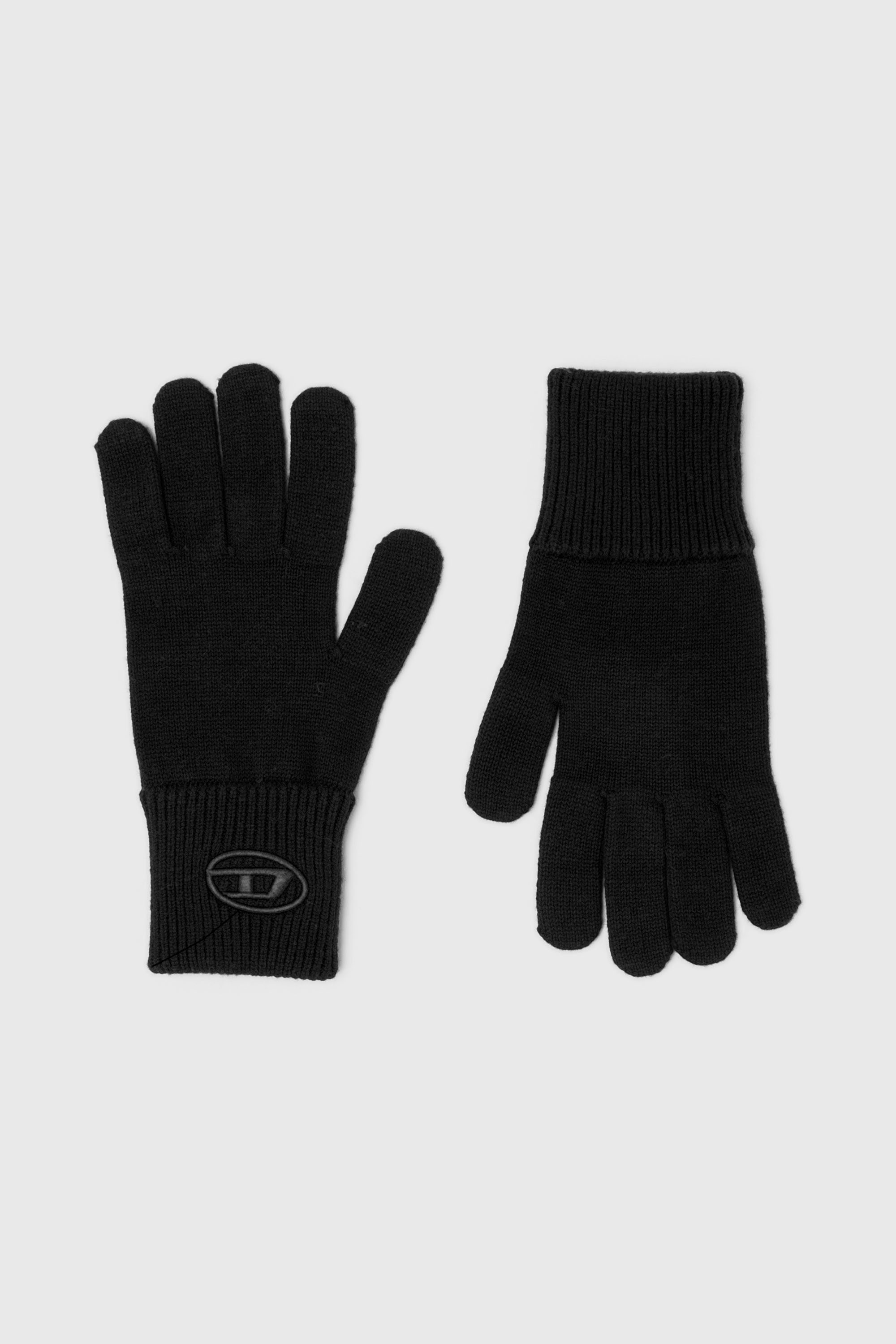 Diesel - K-CODY-A, Unisex's Wool blend gloves with embroidered logo in Black - 1
