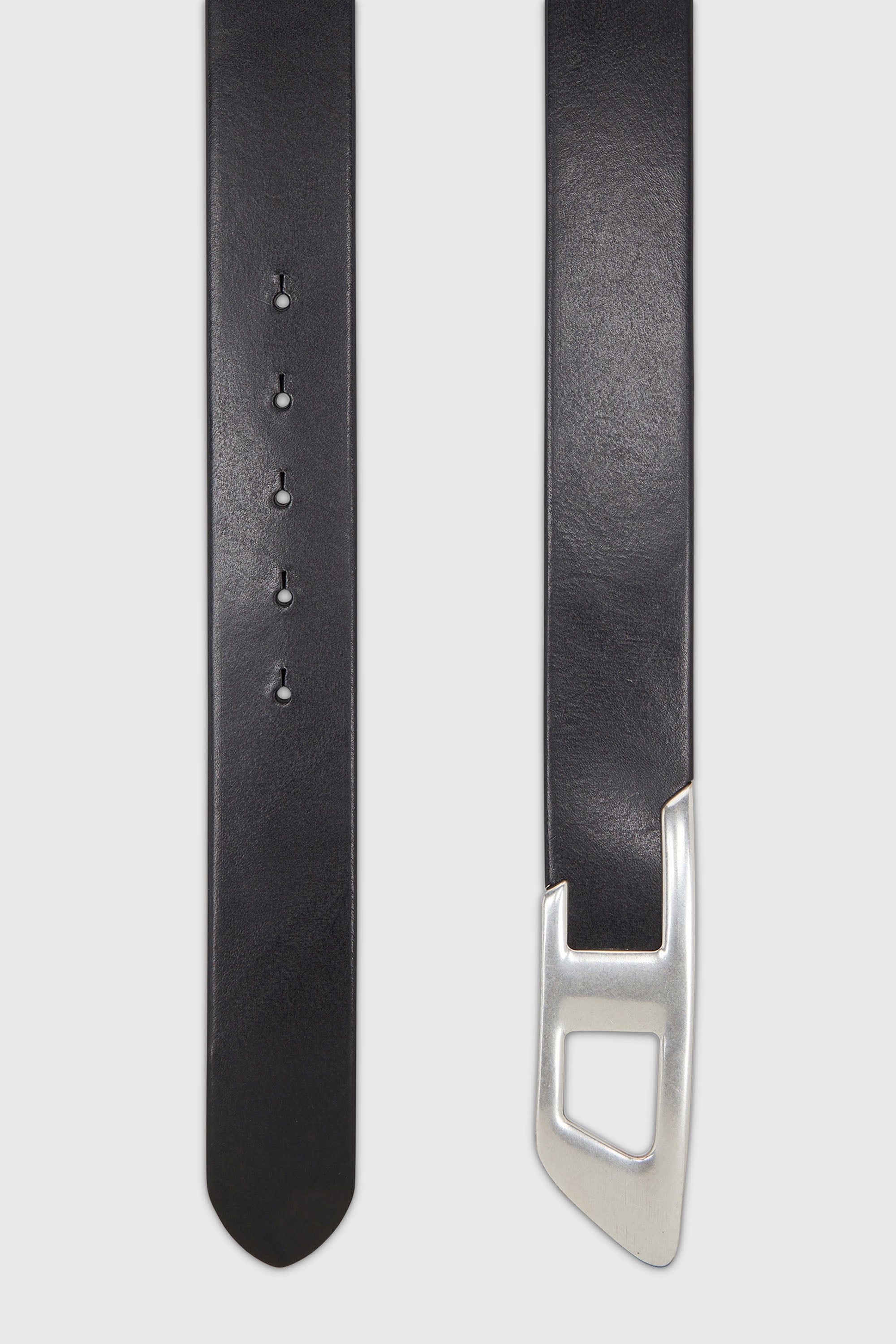 Diesel - B-D LOGO 2.0 40, Unisex's 4 cm leather belt with metal D buckle in Black/Silver - 2
