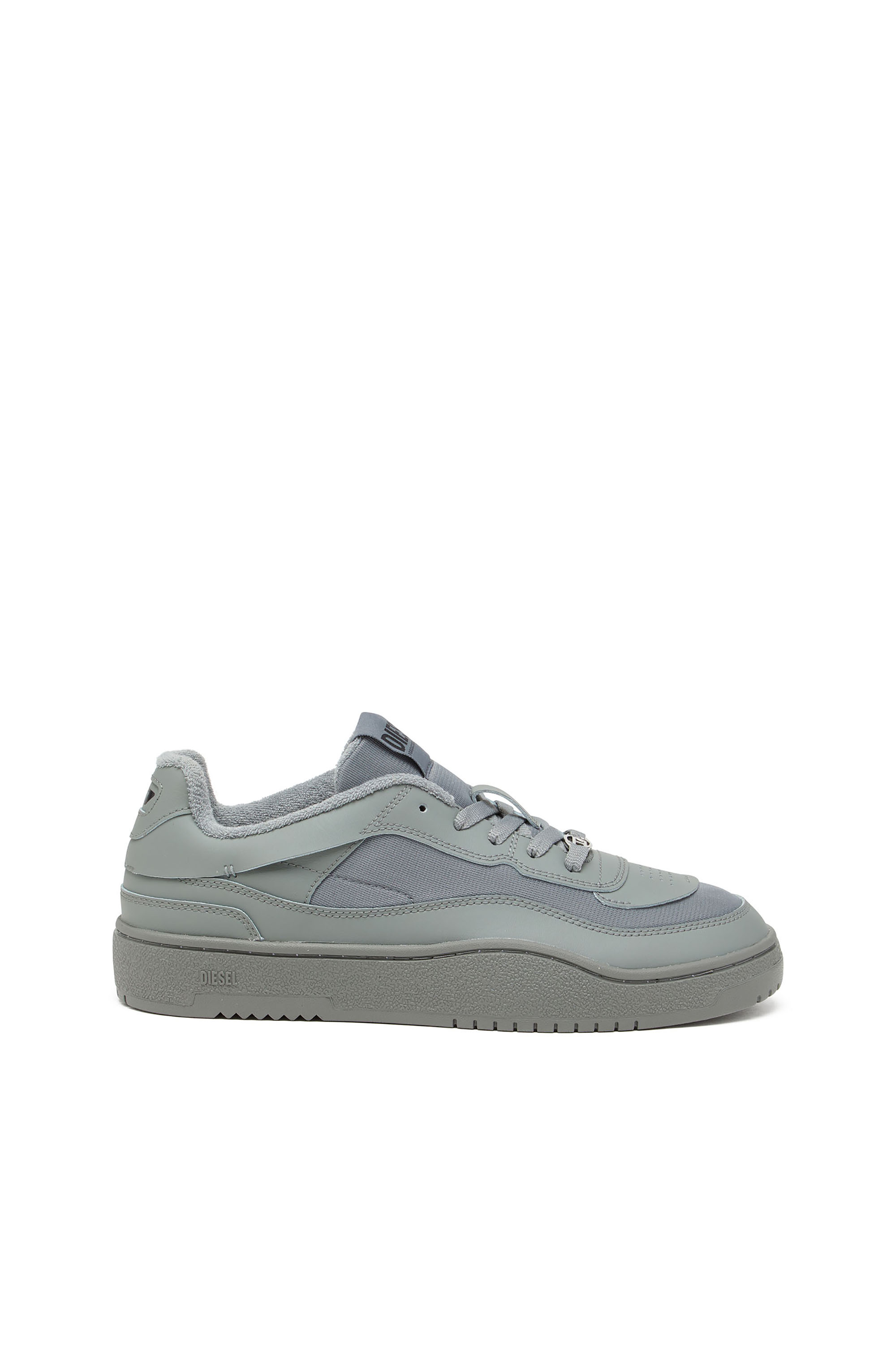 S-OVAL SKATE LOW, Grey Diesel - S-OVAL SKATE LOW, Man's S-Oval Skate-Fabric-panelled leather sneakers in Grey - 1
