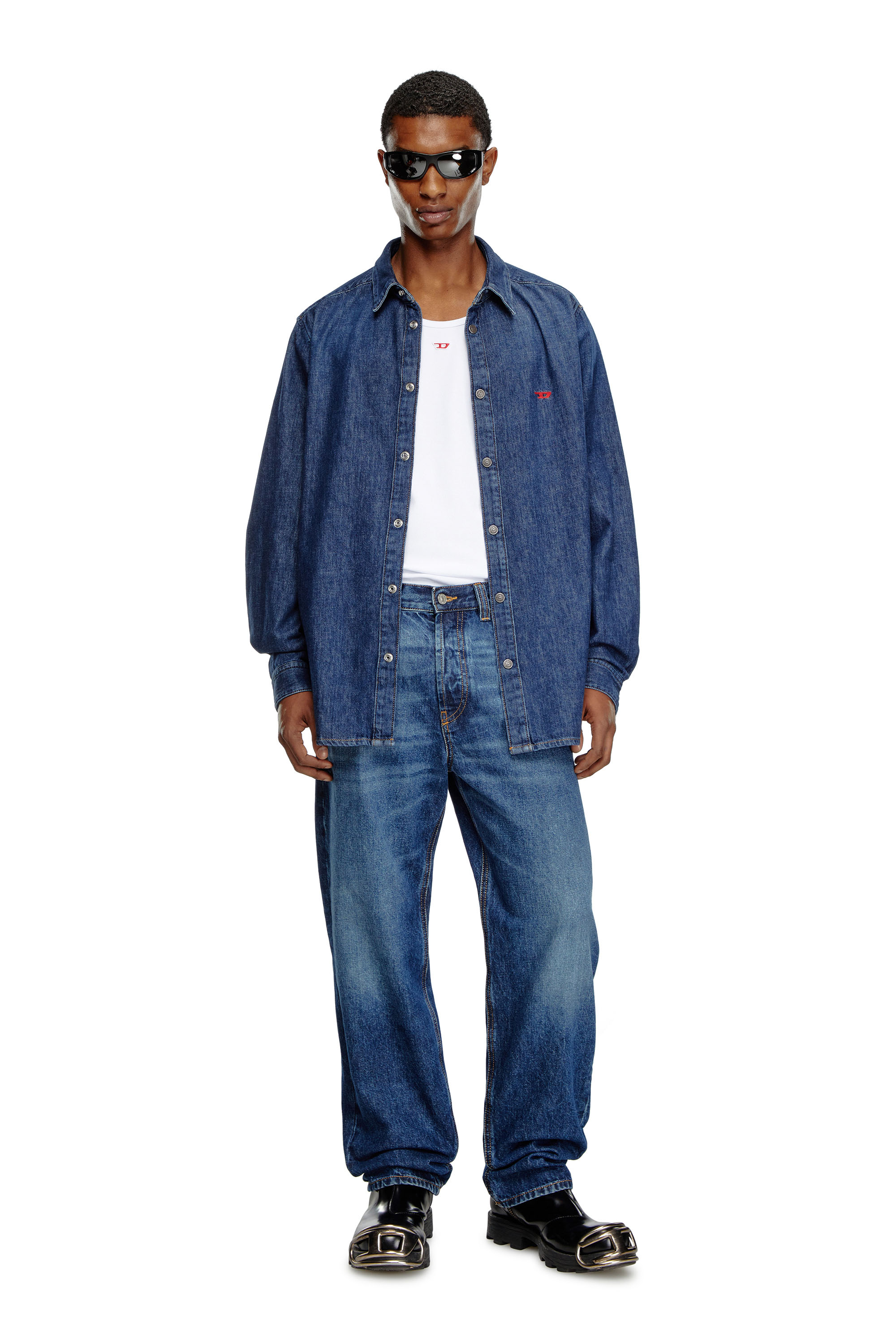 Diesel - D-SIMPLY, Man's Shirt in denim in Dark Blue - 2