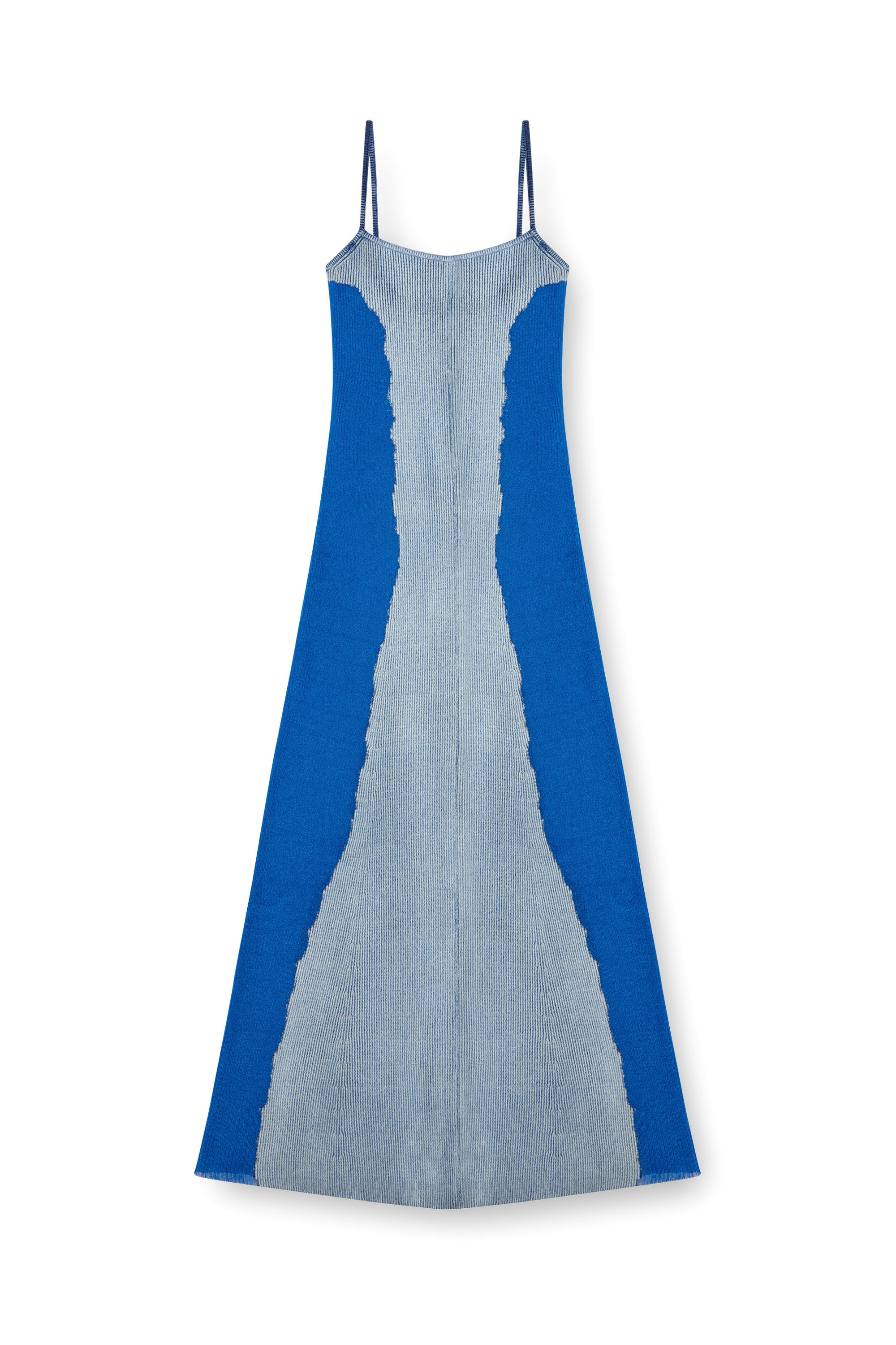 Diesel - M-EDAGLIA, Woman's Midi slip dress in devoré knit in Blue - 1