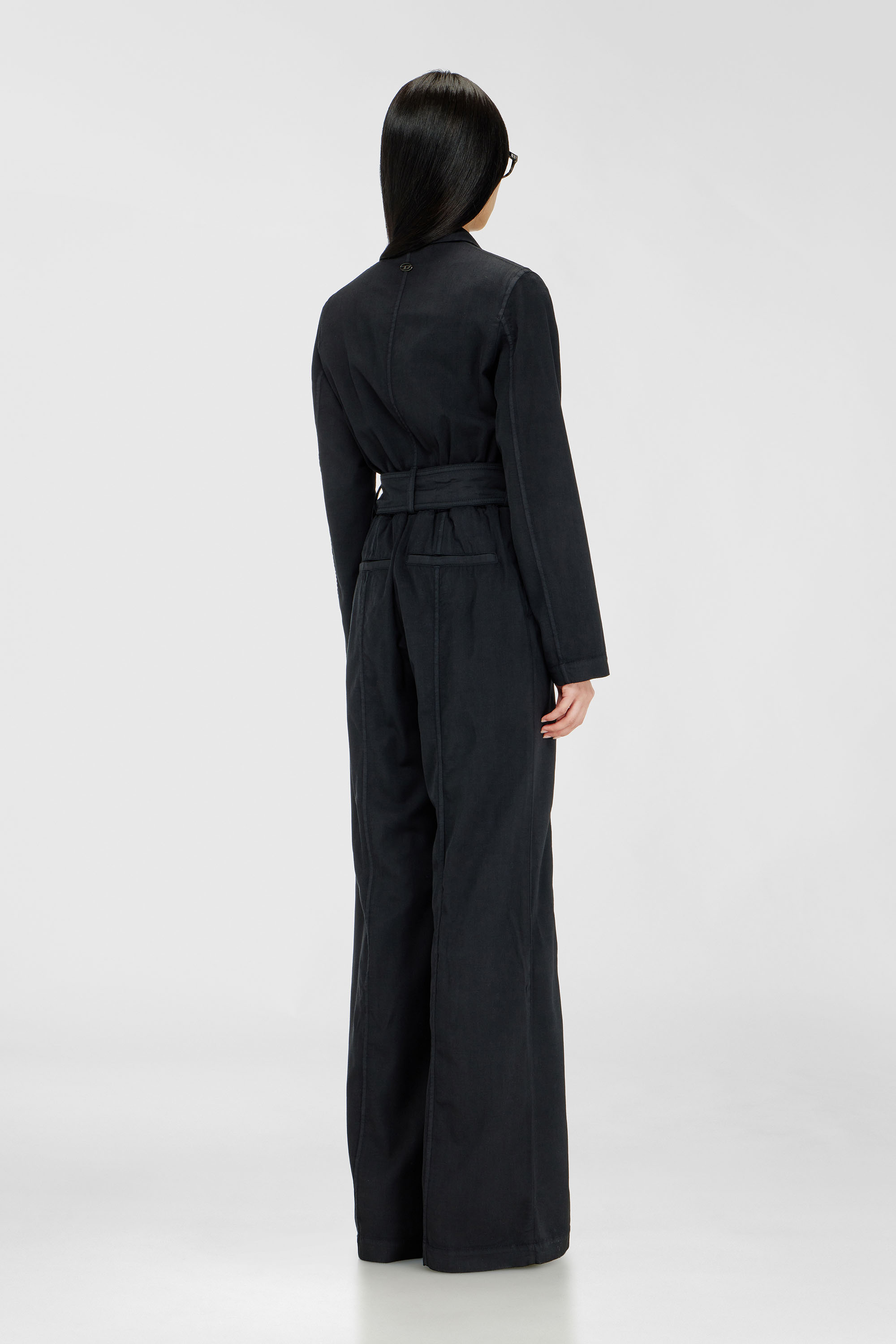 Diesel - J-AEL, Woman's Belted blazer jumpsuit in stretch wool in Black - 4