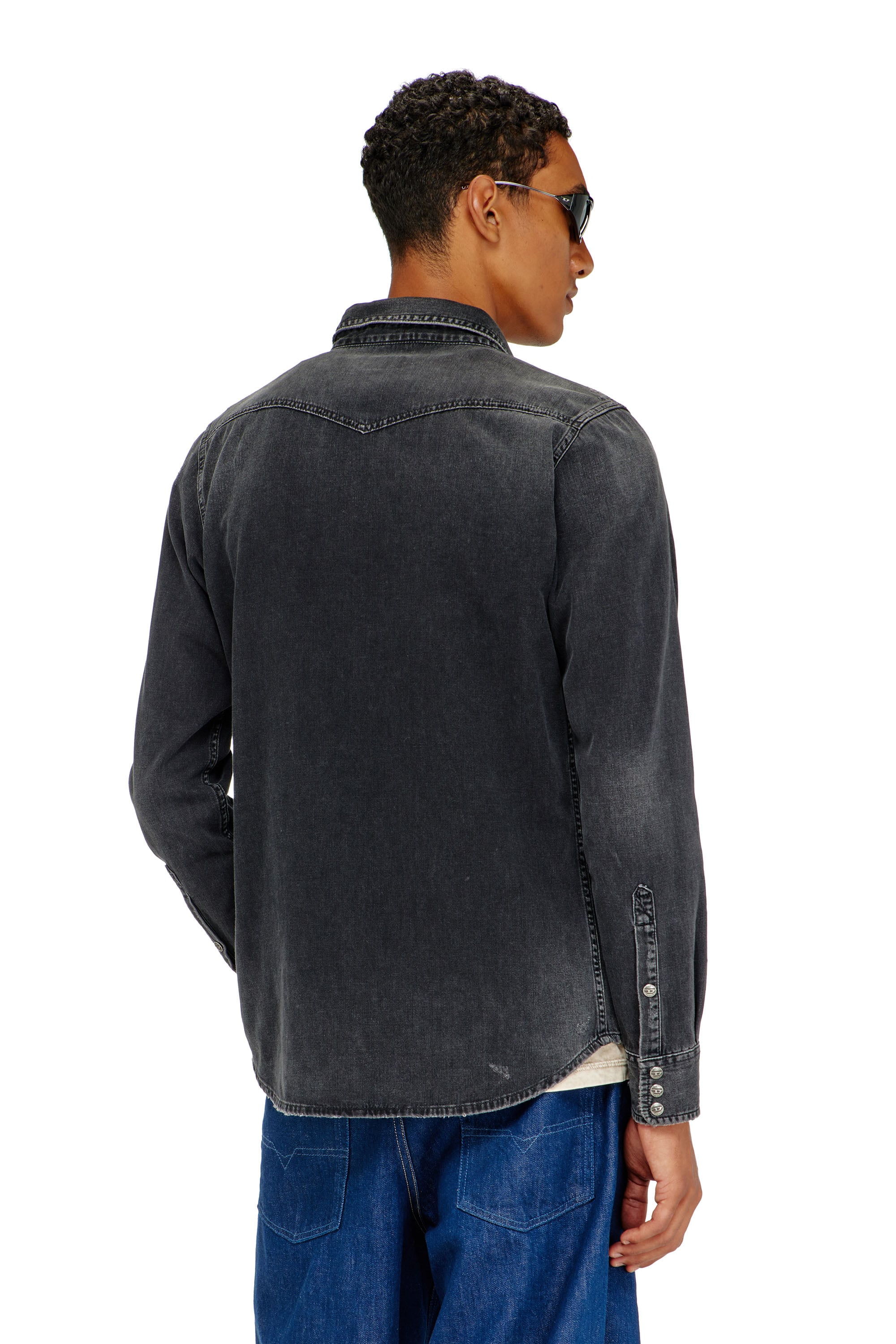 Diesel - D-VEGA, Man's Denim overshirt in Black - 4