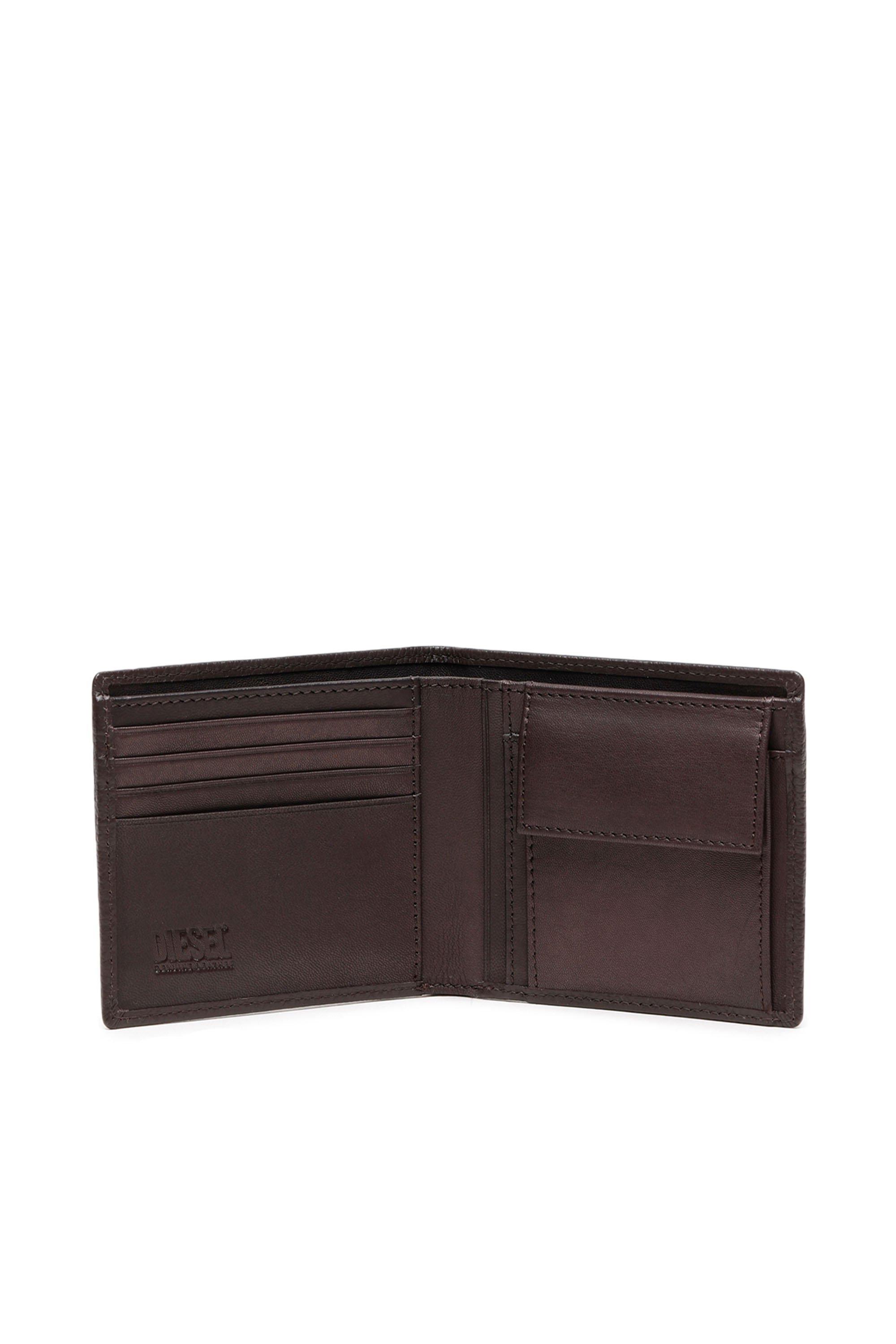 Diesel - BI FOLD COIN S, Man's Bi-fold wallet in grainy leather in Brown - 3