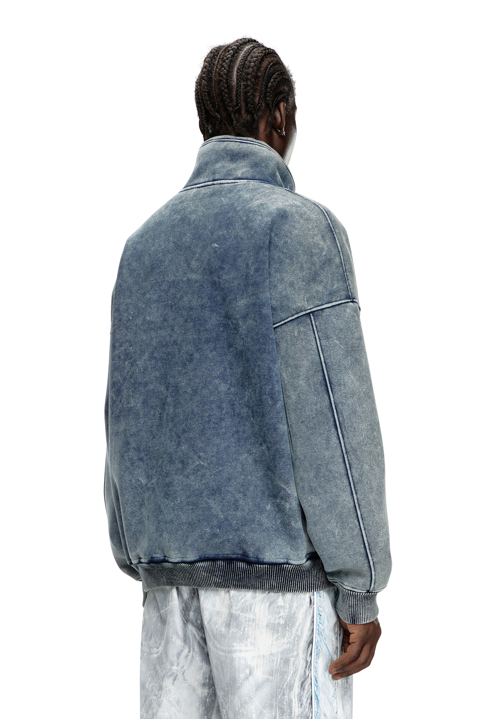 S-BATEL, Medium blue Diesel - S-BATEL, Man's Jacket in teddy-bonded jersey in Medium blue - 4