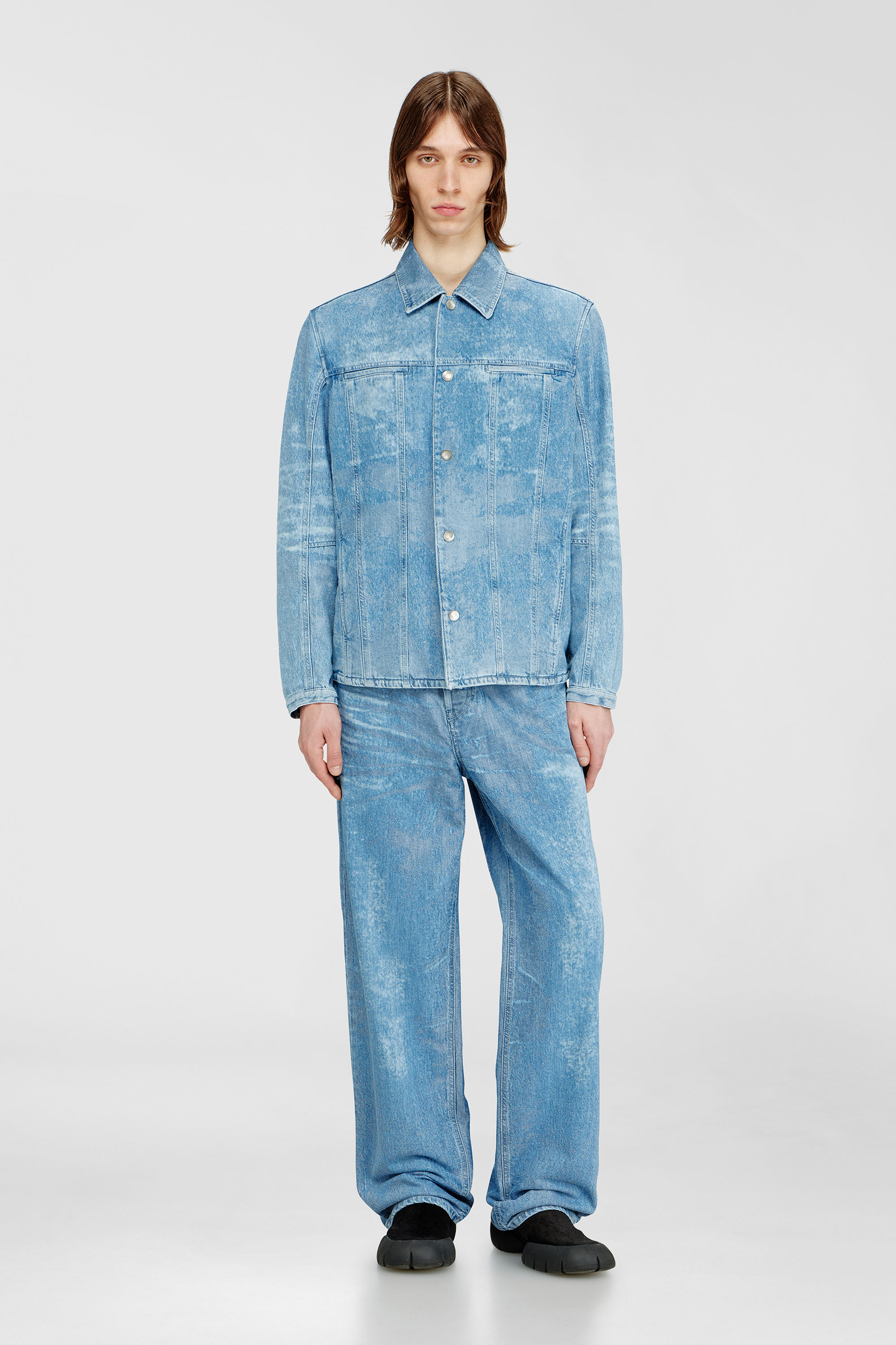 Diesel - D-SERON-FSI, Man's Jacket in satin denim in Light Blue - 1