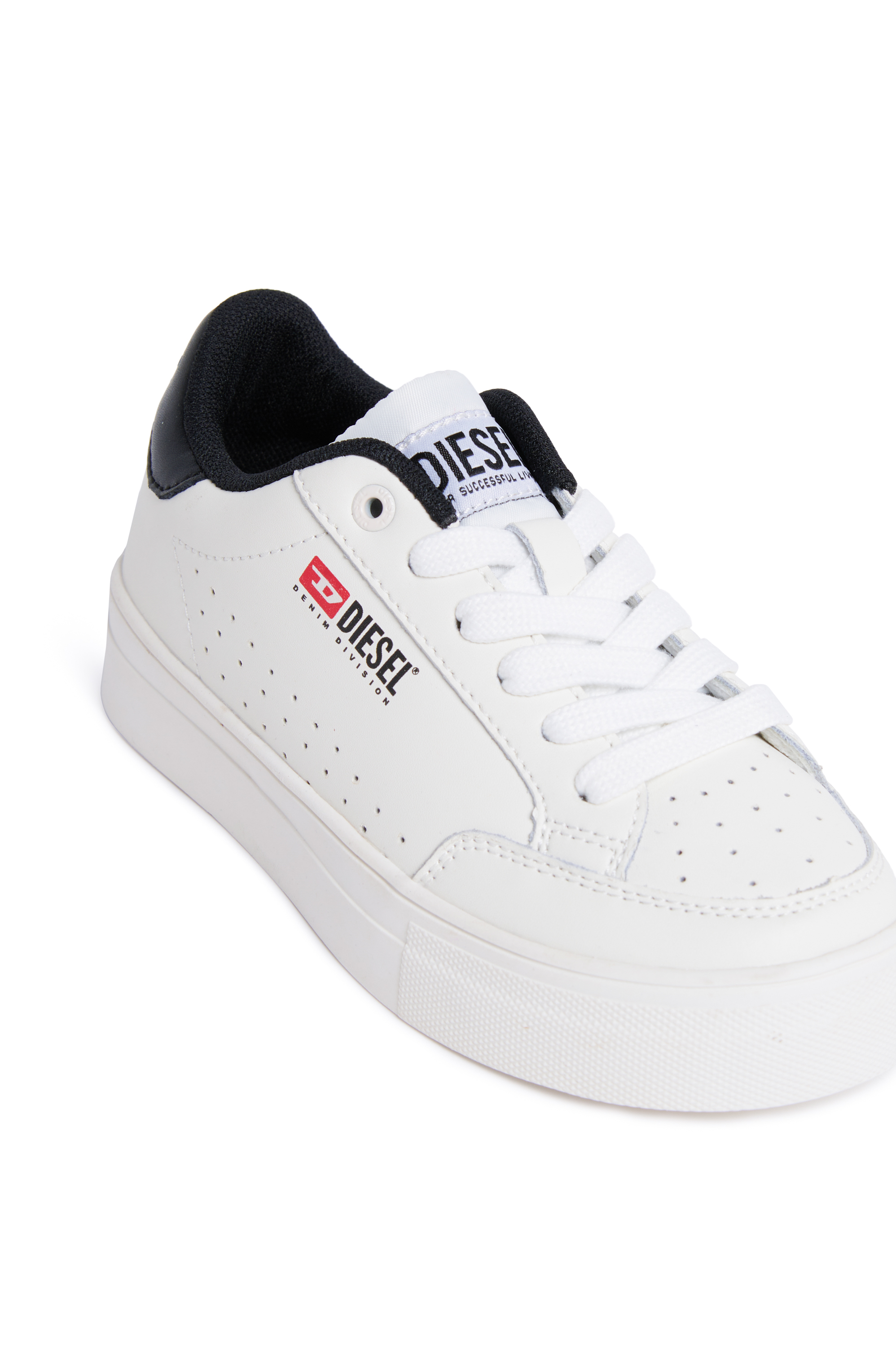 Diesel - S-VANEELA VTG, Unisex's Sneakers in perforated leather in White/Black - 4