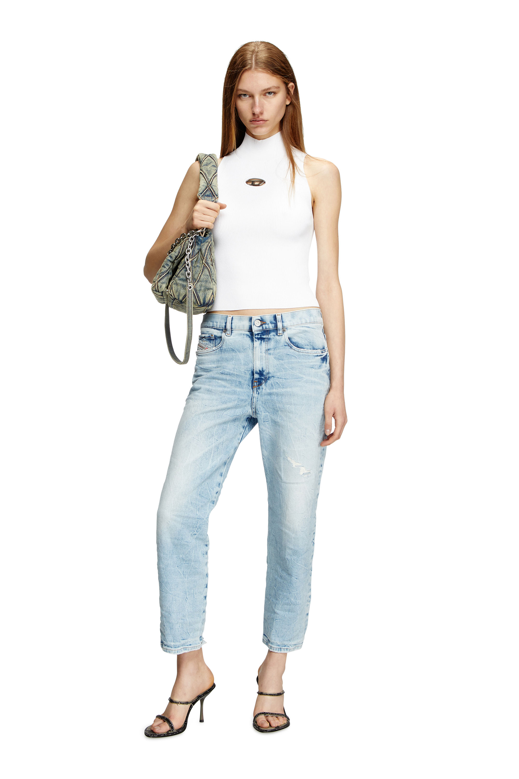 M-ONERVAX-TOP, White Diesel - M-ONERVAX-TOP, Woman's Ribbed-knit turtleneck top in White - 1