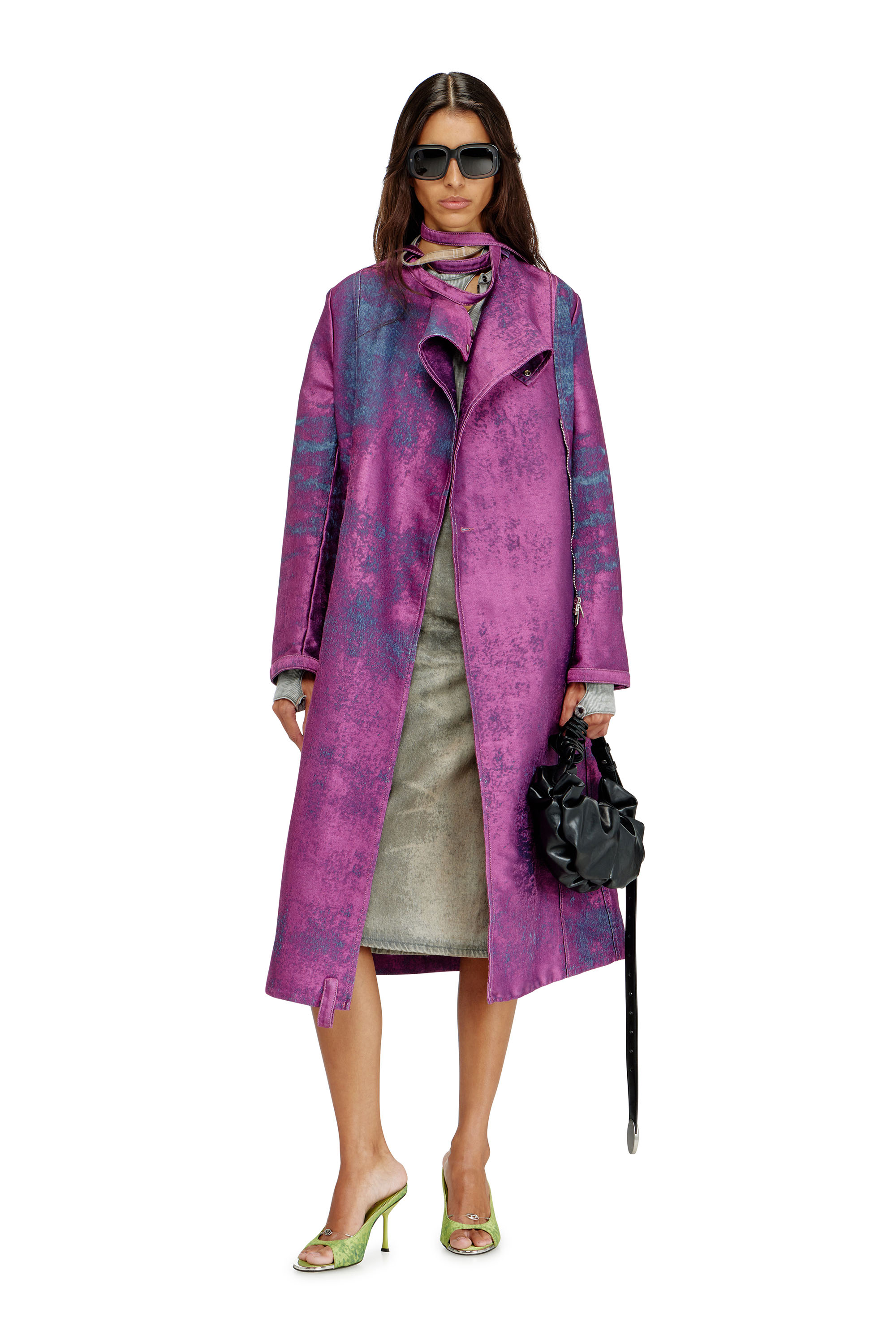 Diesel - DE-DELGAR-FSI, Woman's Coat in coloured satin denim in Violet - 3