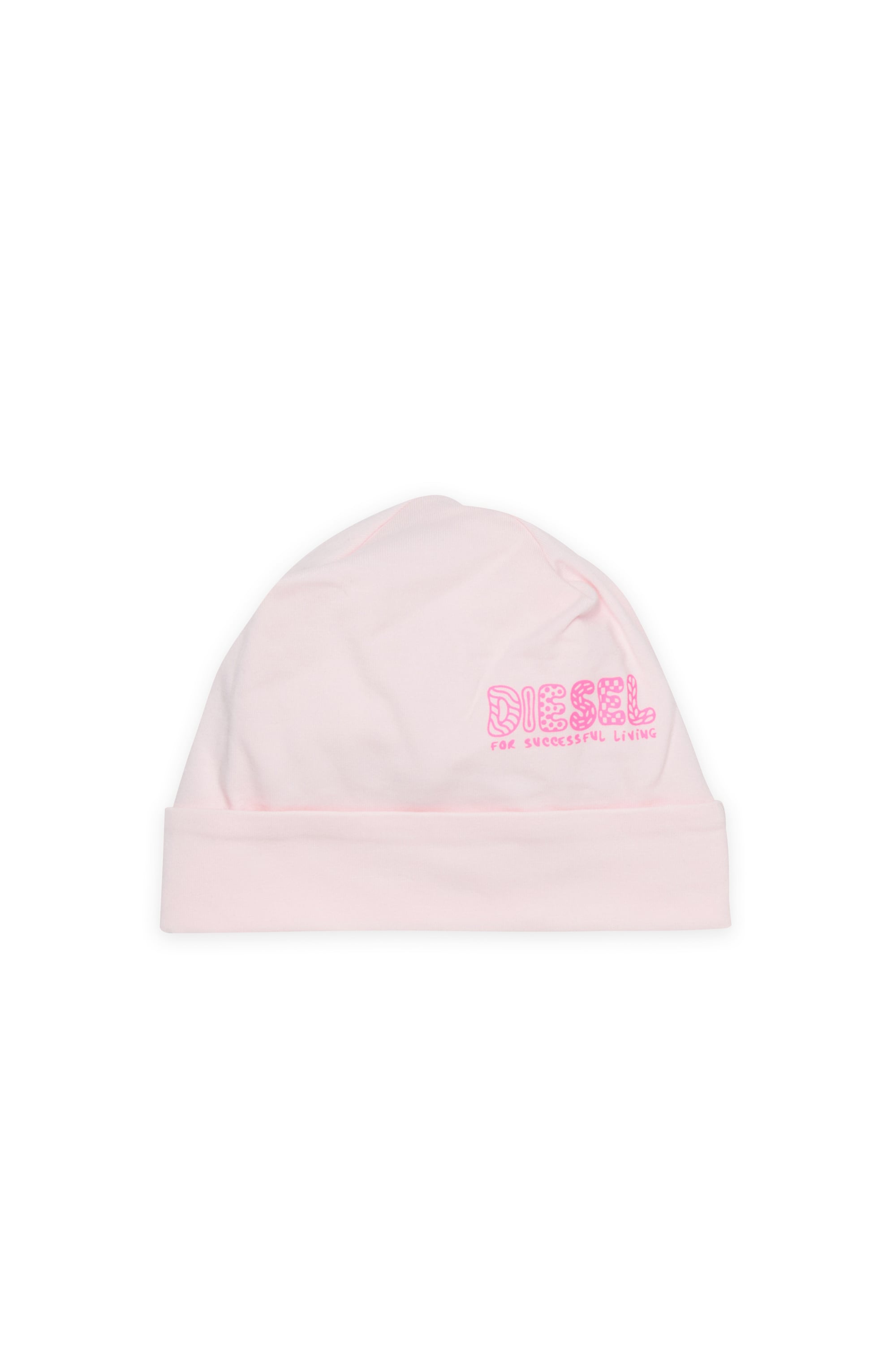 Diesel - FUBBY-NB, Unisex's Newborn beanie with doodle logo print in Pink - 1