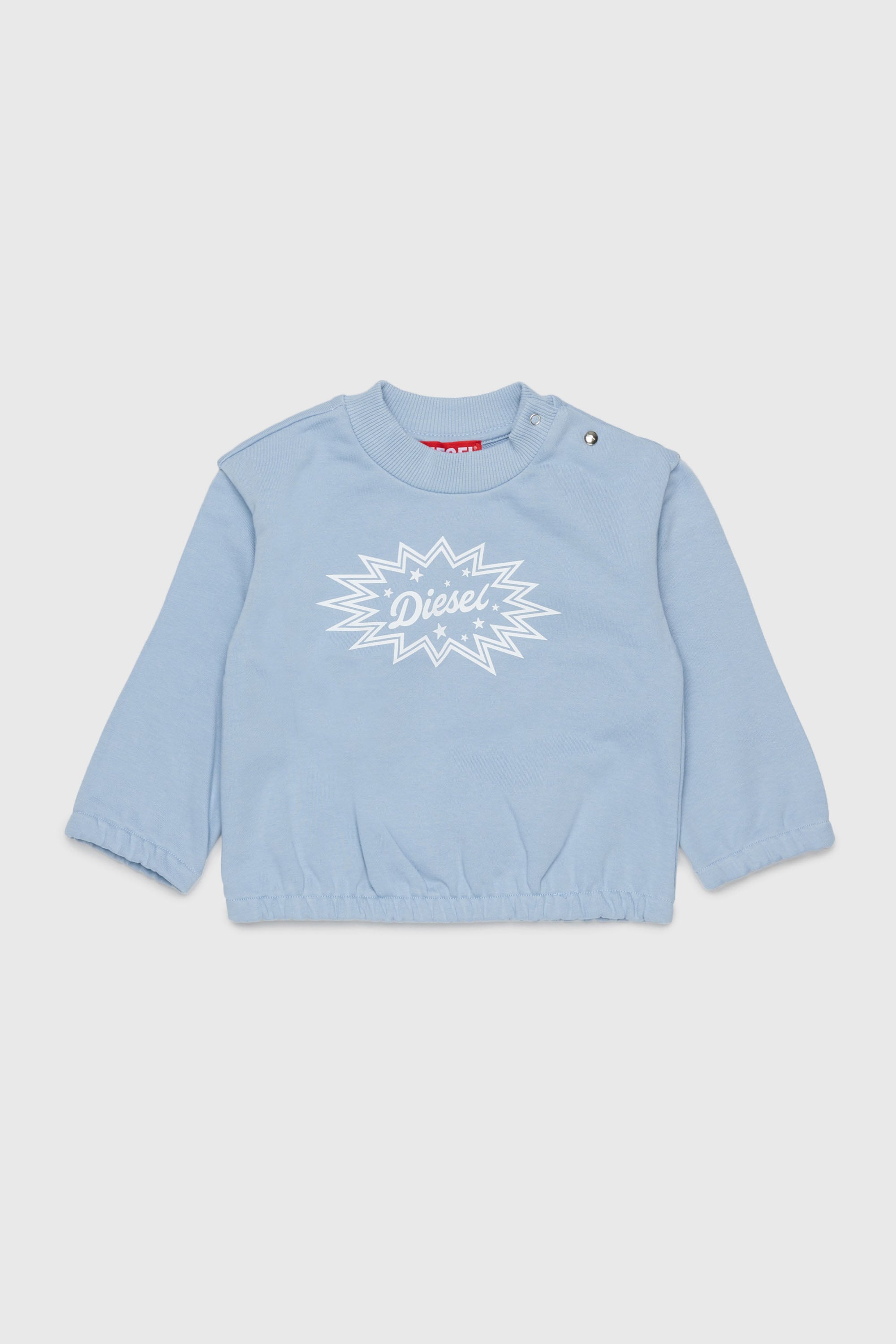 Diesel - SFUMB, Woman's Cotton sweatshirt with starburst logo print in Light Blue - 1