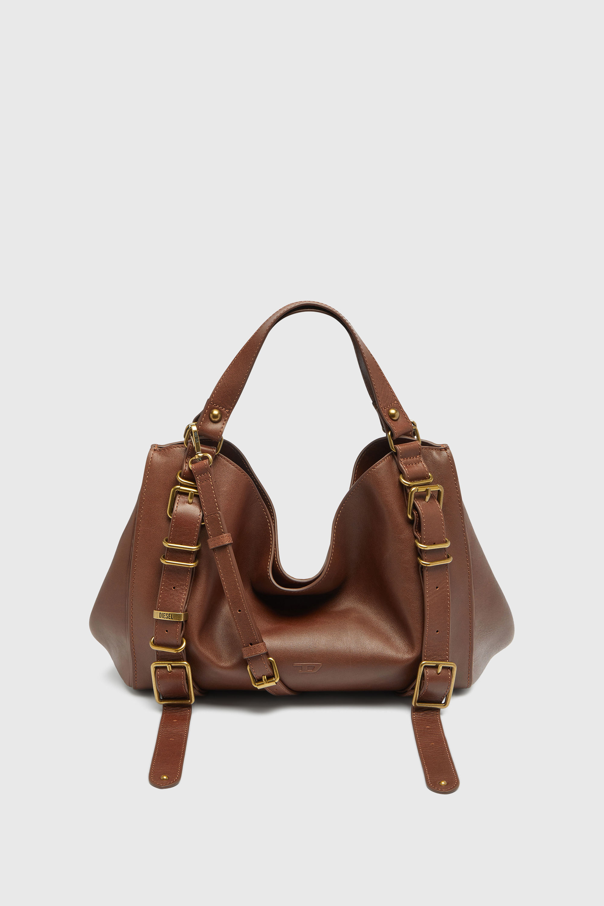 Diesel - D-ONE TOPHANDLE M, Unisex's D-One-Medium top-handle bag in treated leather in Brown - 2