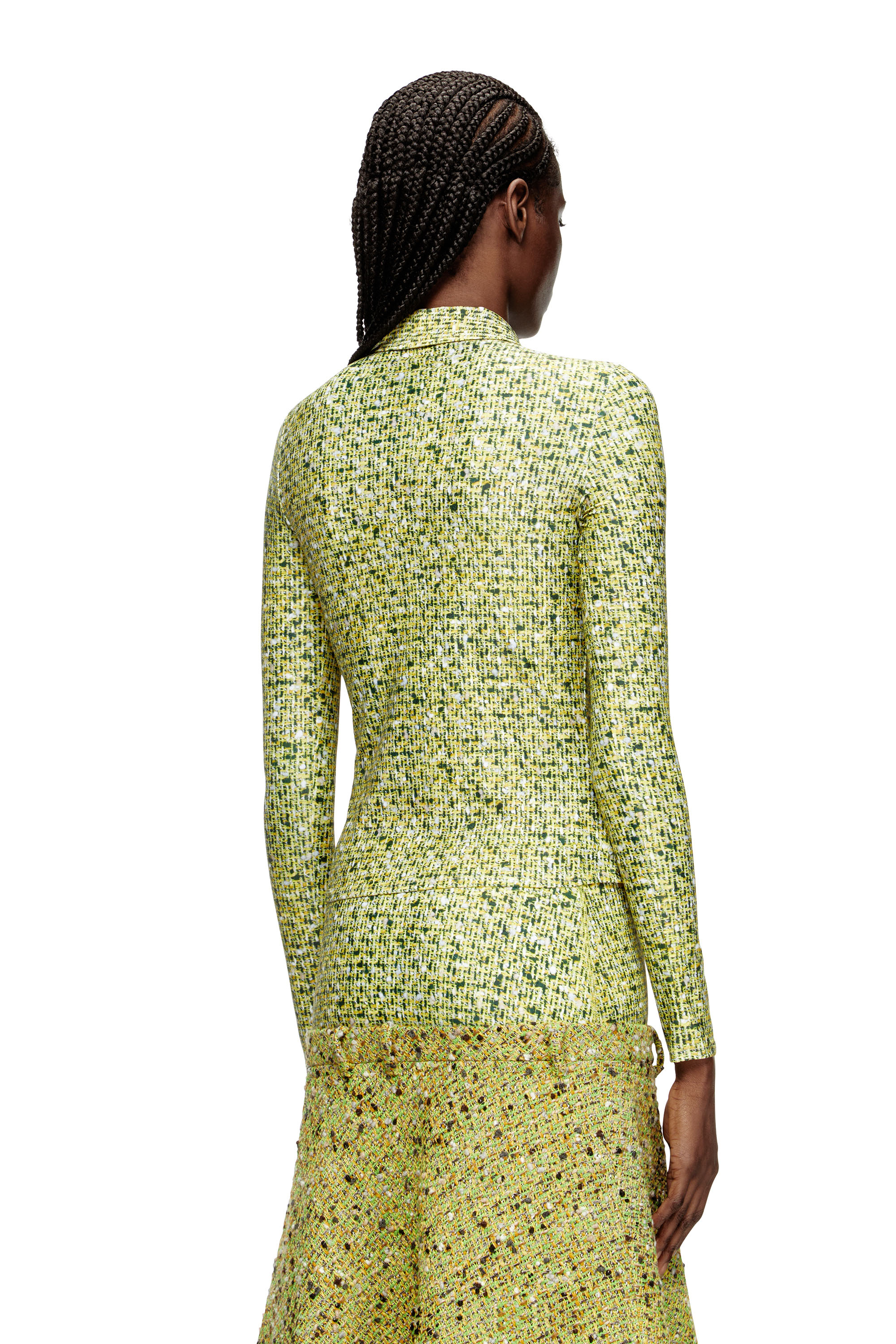 C-ELAZ-BC, Yellow Diesel - C-ELAZ-BC, Woman's Stretch fabric shirt with bouclé print in Yellow - 4