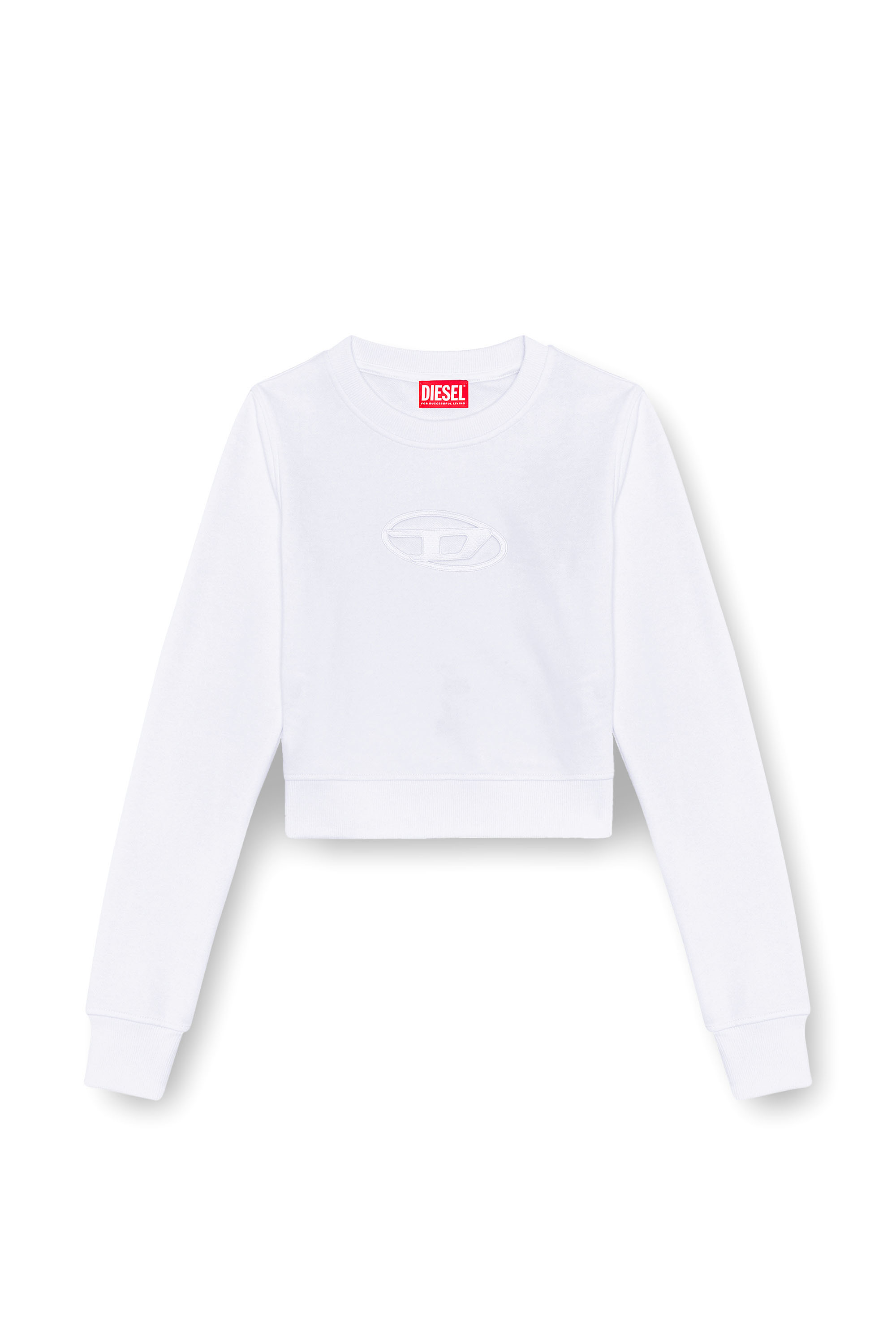 Diesel - F-SLIMMY-OD, Woman's Cropped sweatshirt with cut-out logo in White - 3