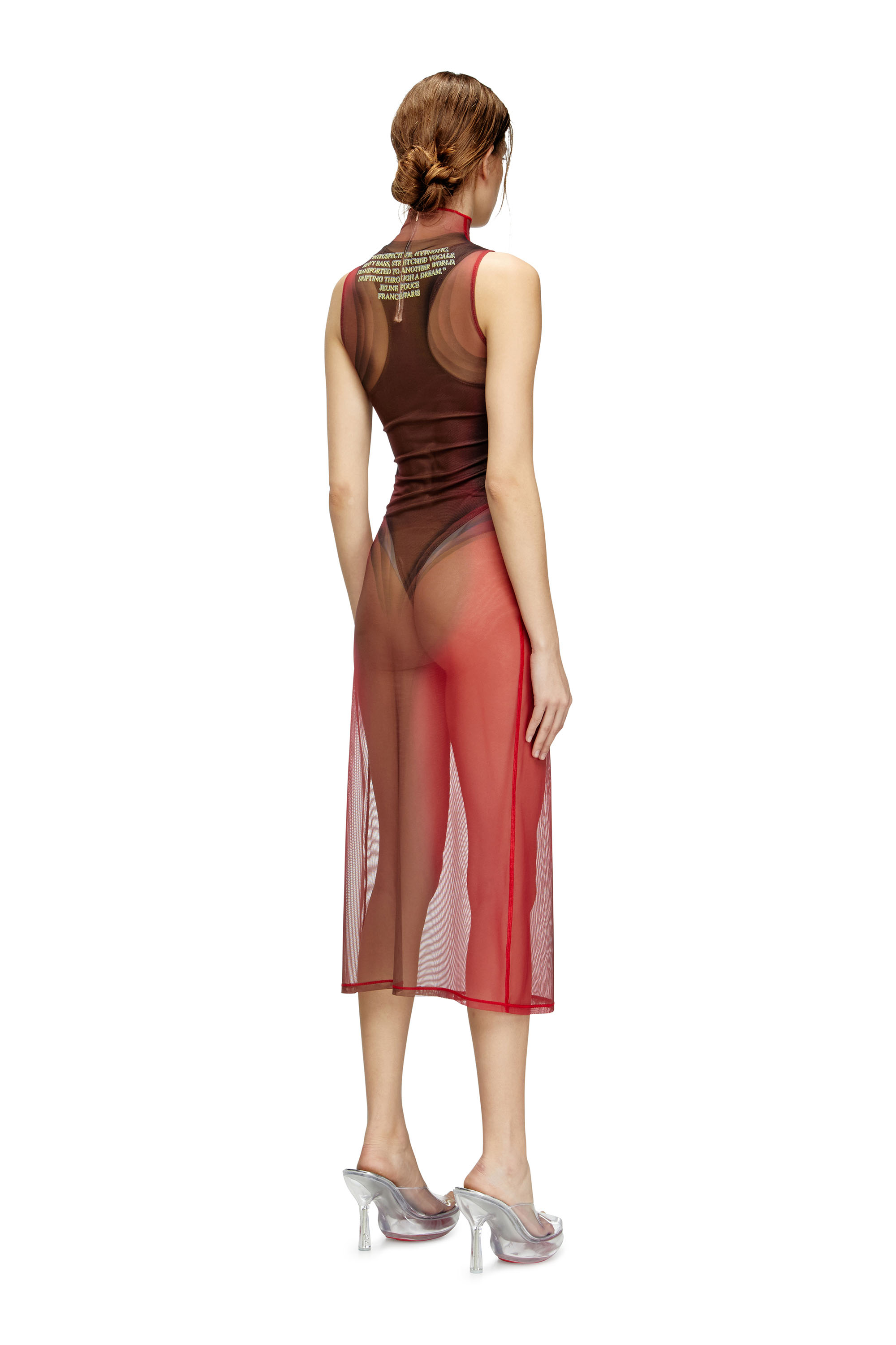 D-AGNEC, Brown Diesel - D-AGNEC, Woman's Layered vest dress with lyrics print in Brown - 4