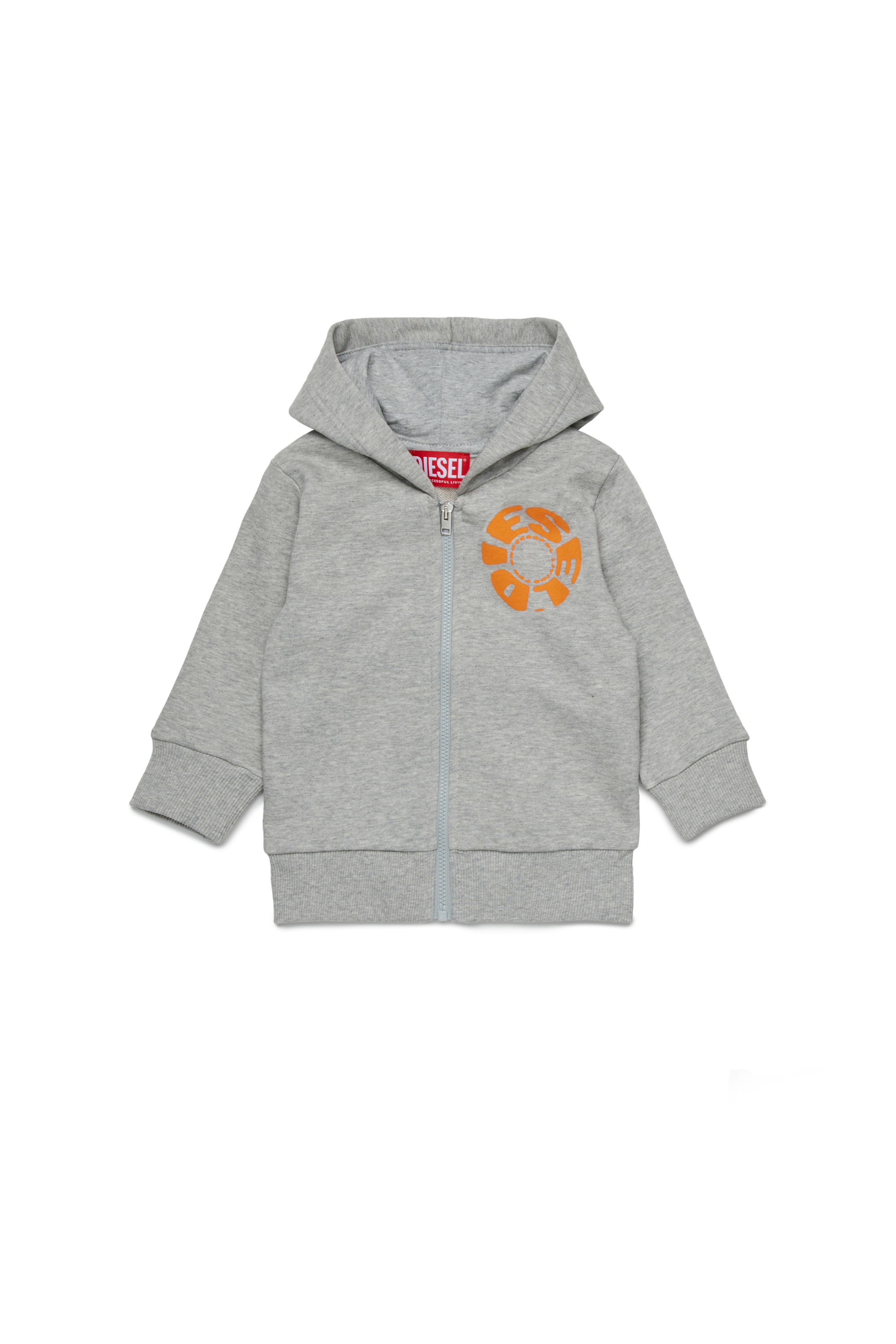 Diesel - SPRAVONB, Man's Cotton hoodie with full zip in Grey - 1