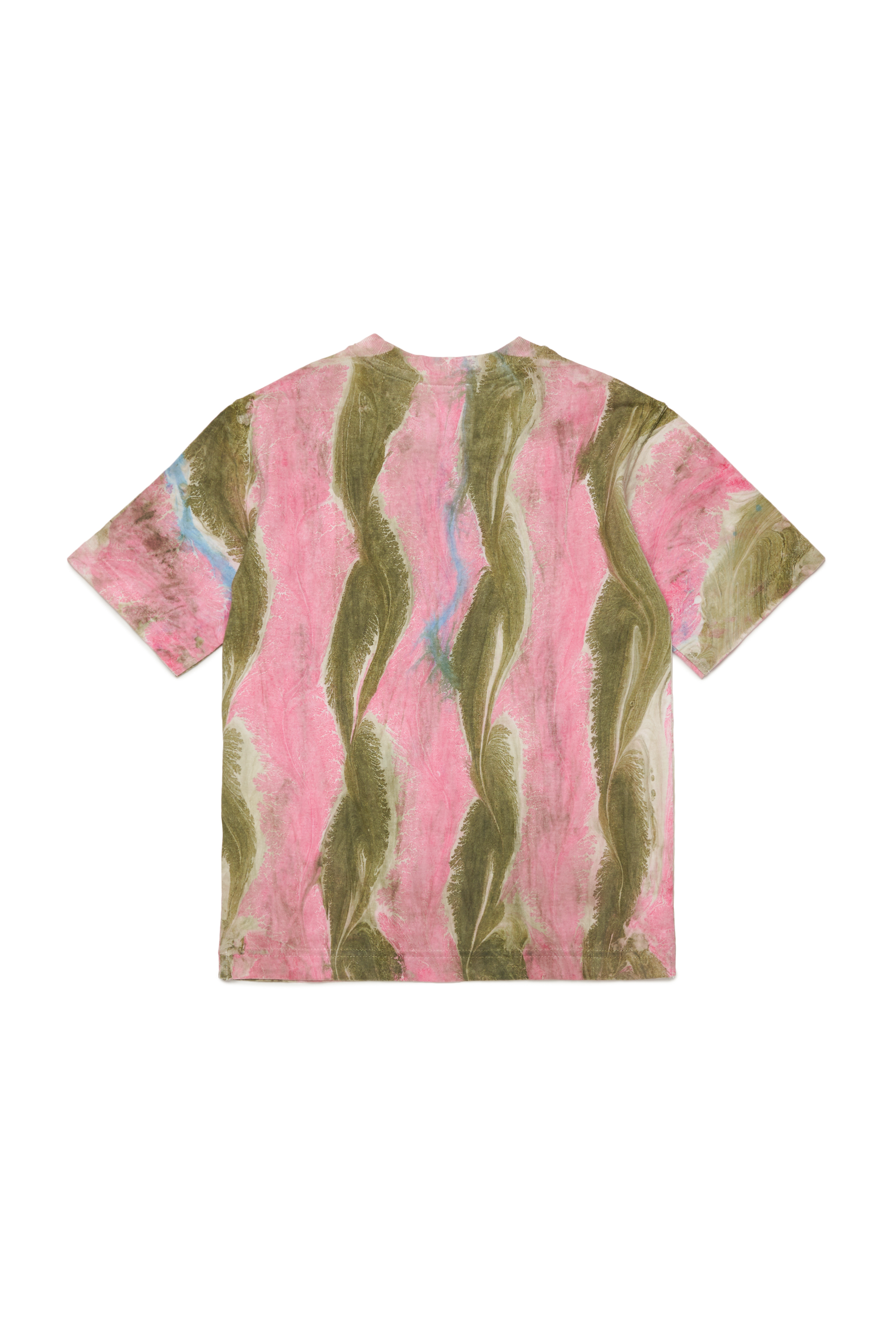 Diesel - TWASHL2 OVER, Unisex's T-shirt with wavy pattern in Pink/Black - 2