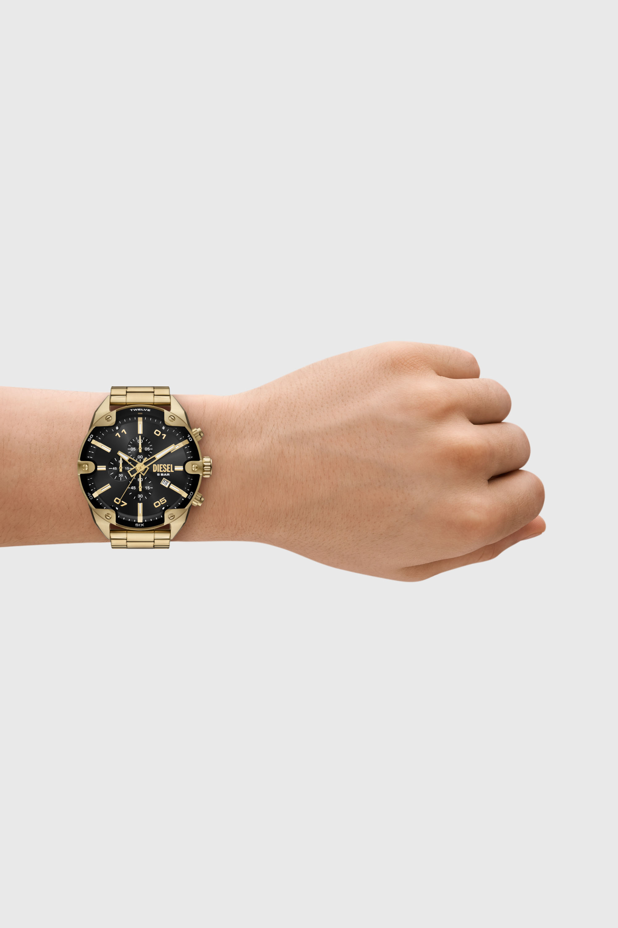 Diesel - DZ4678, Man's Diesel Spiked Chronograph Gold-Tone Stainless Steel Watch in Gold - 4