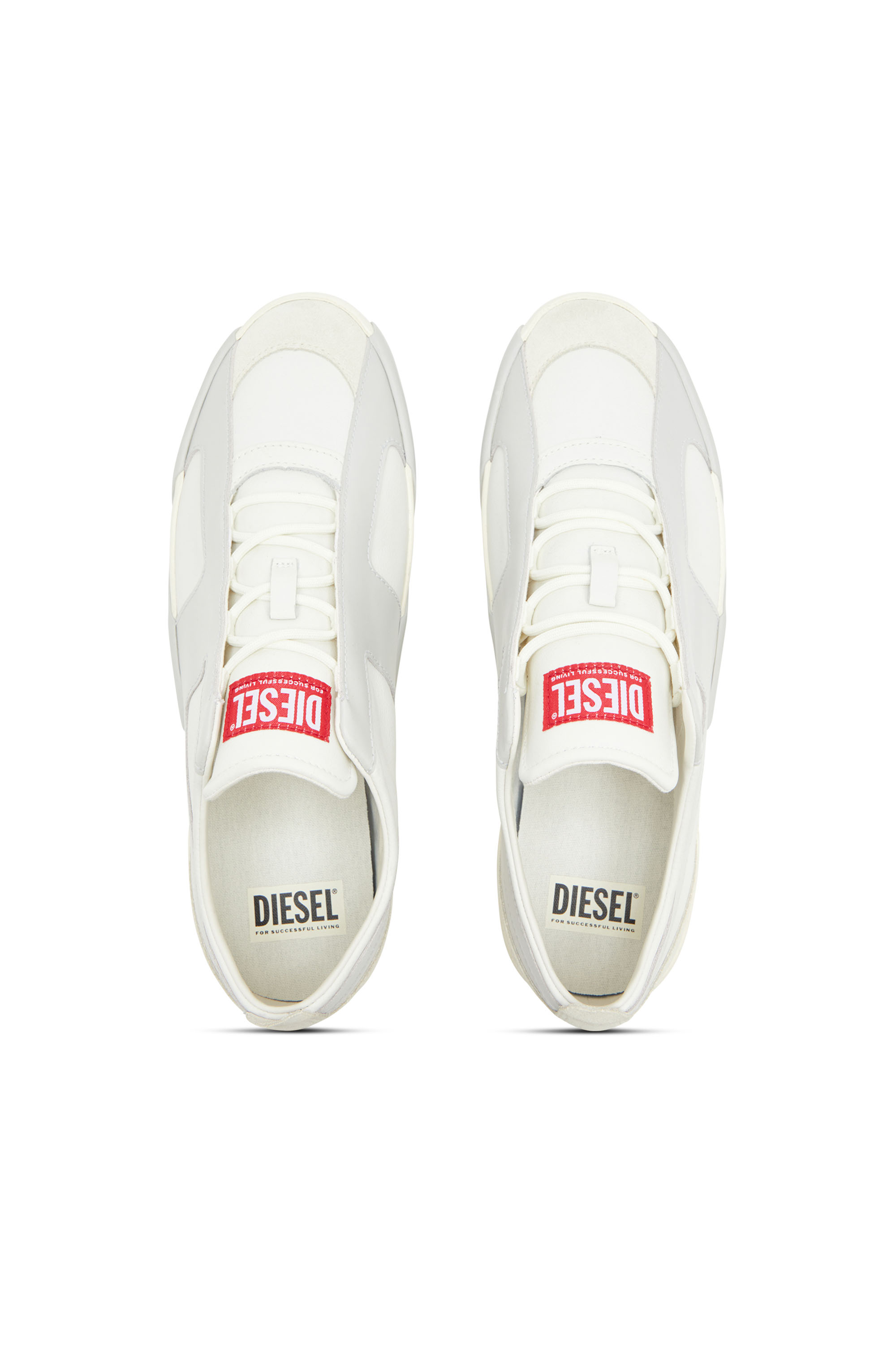 Diesel - S-SLANTE-D LOW, Man's S-Slante-D-Sneakers in suede and leather with D logo in White/Grey - 4