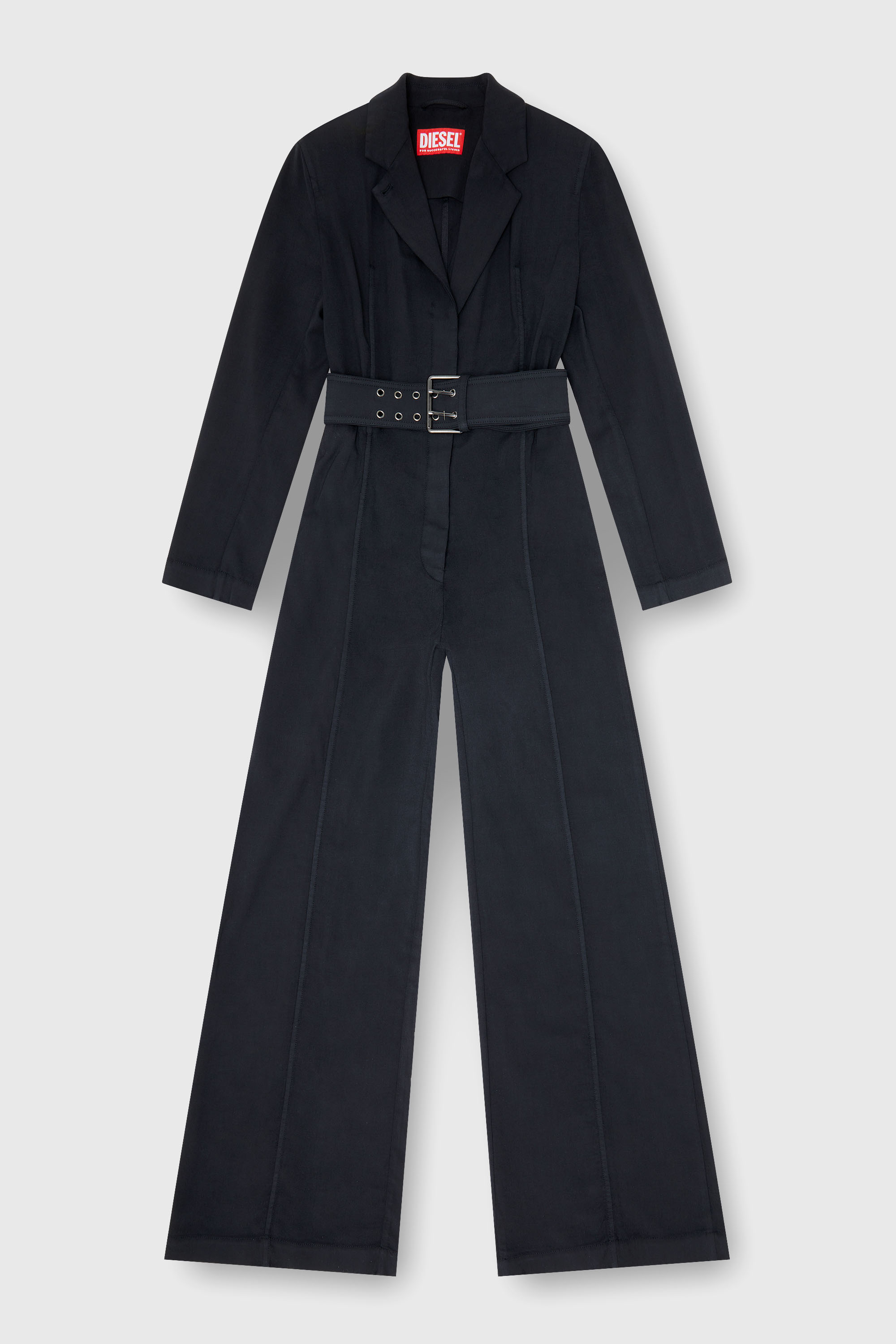 Diesel - J-AEL, Woman's Belted blazer jumpsuit in stretch wool in Black - 1