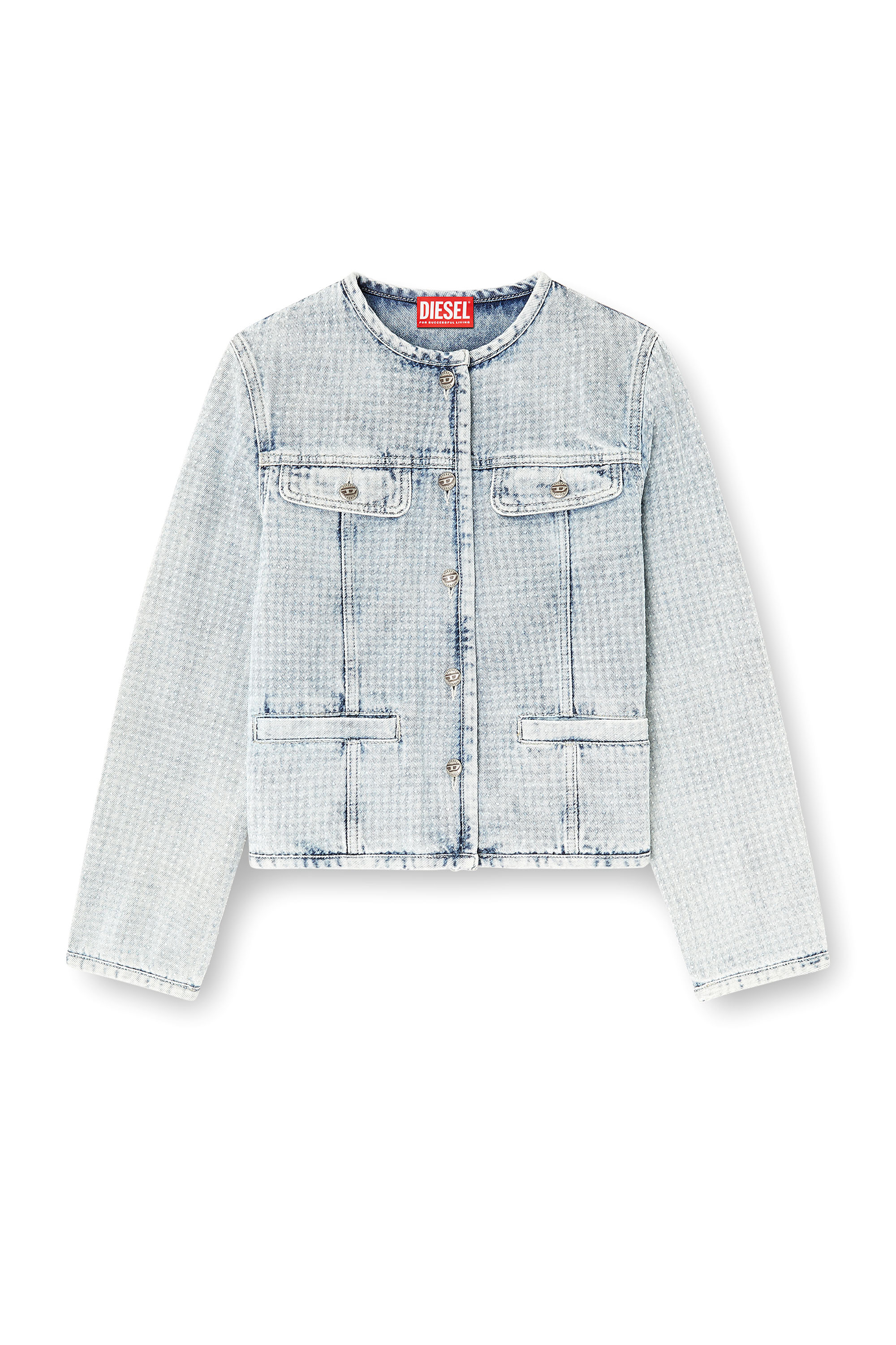 Diesel - DE-GRAFY-S, Woman's Jacket in graphic denim with crystals in Light Blue - 2