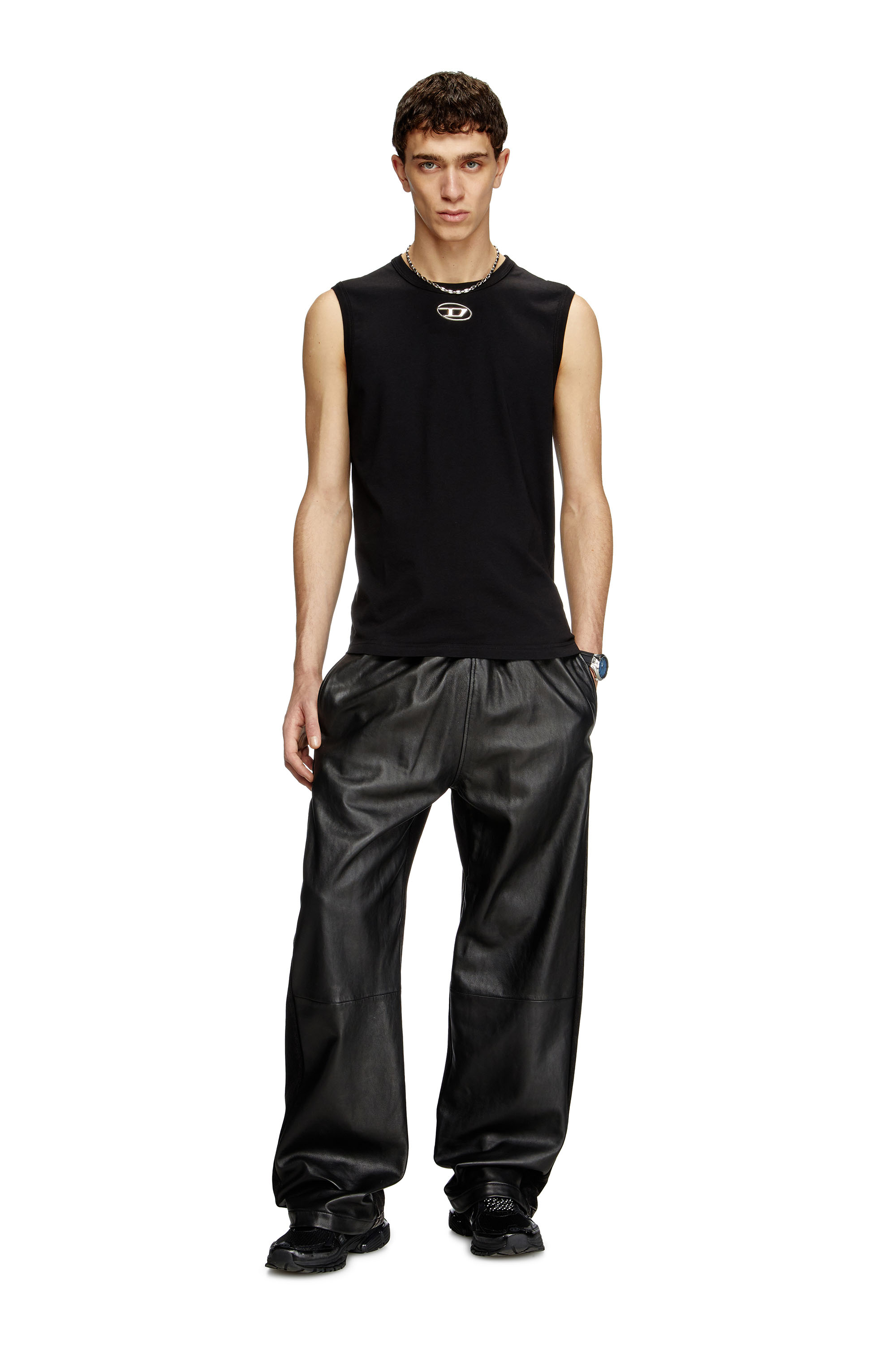 Diesel - T-BISCO-OD, Man's Tank top with metallic Oval D in Black - 2