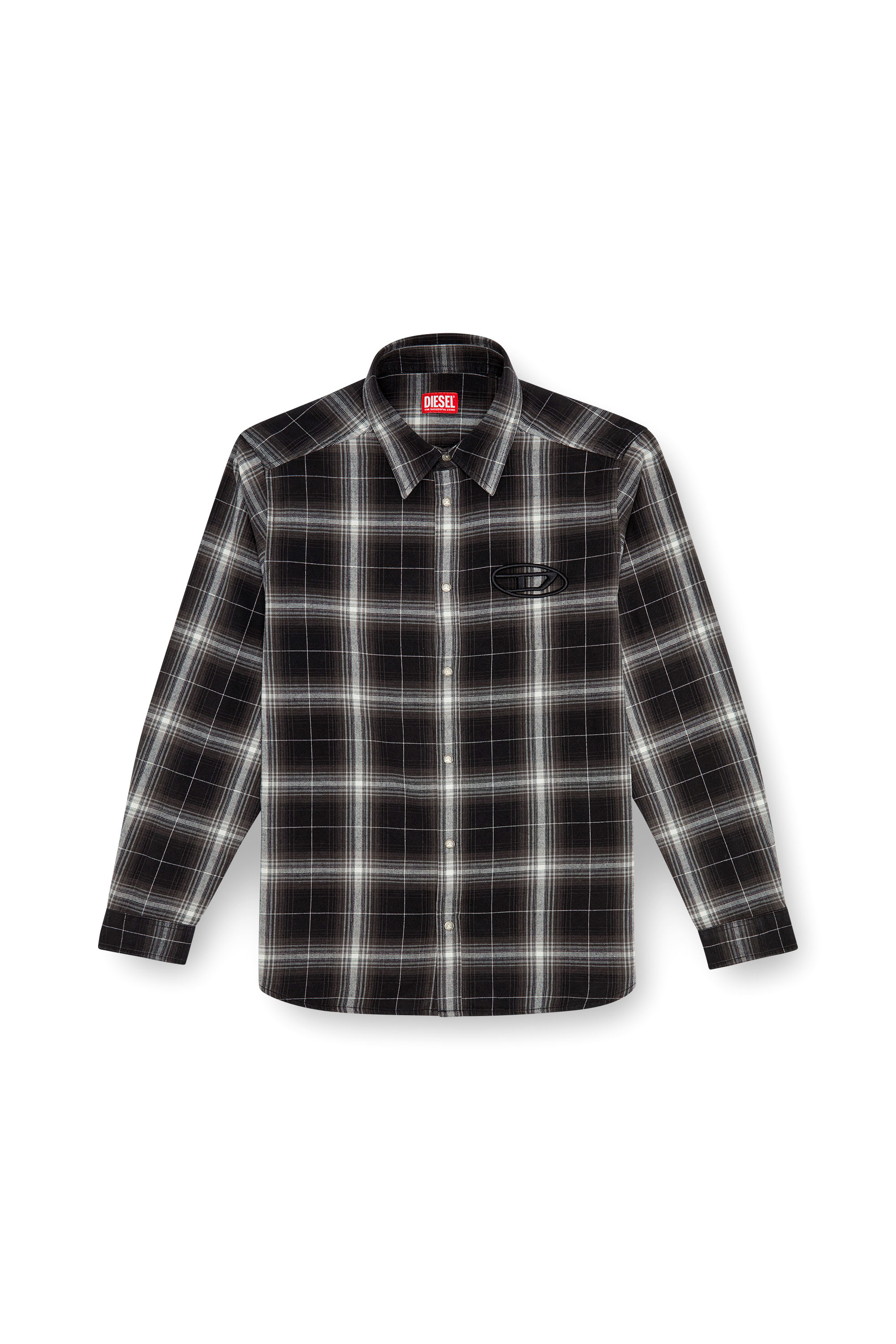 Diesel - S-SIMPLY-A, Man's Check flannel shirt in Black - 3