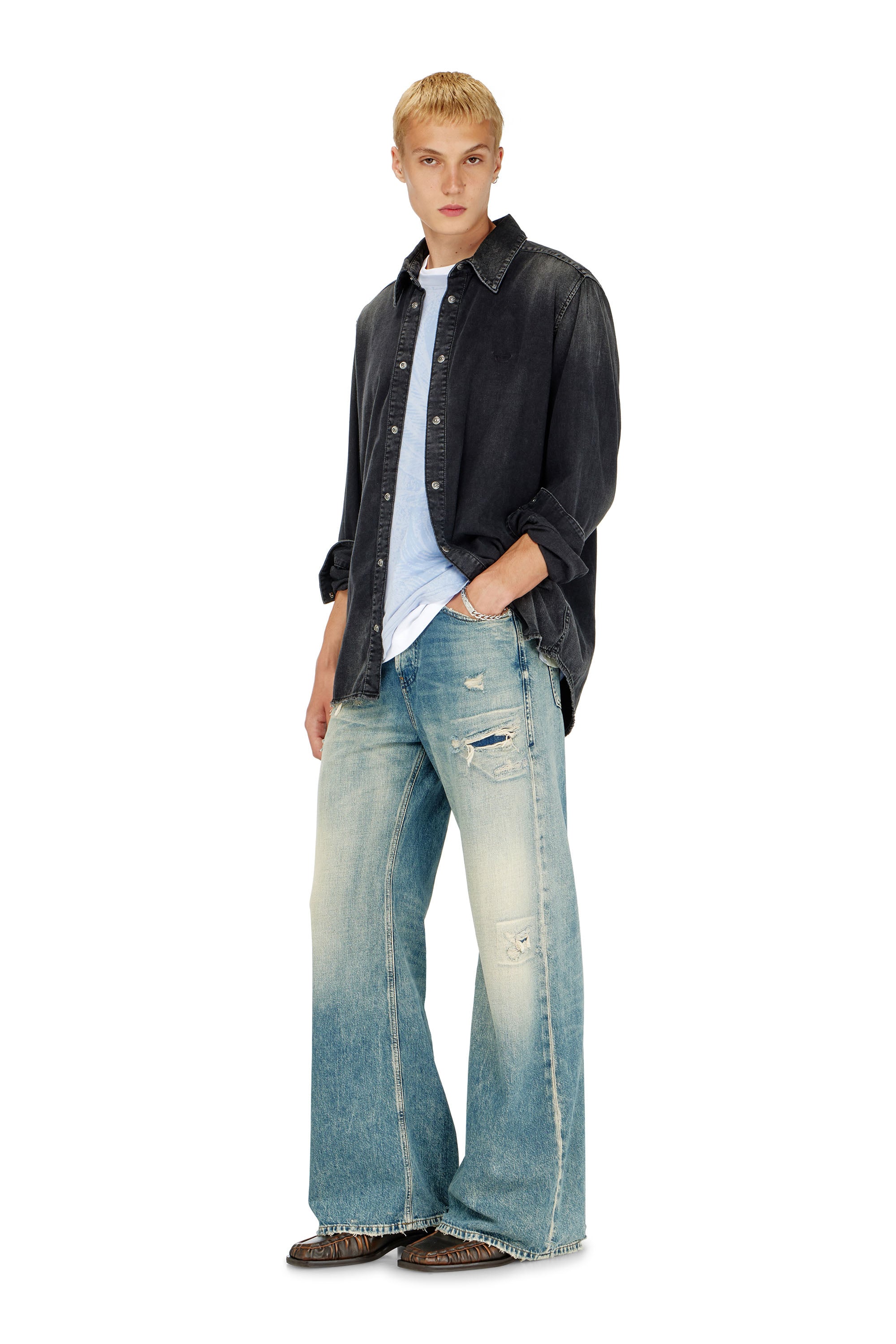 Diesel - D-SIMPLY, Man's Long-sleeve denim shirt in Black - 2