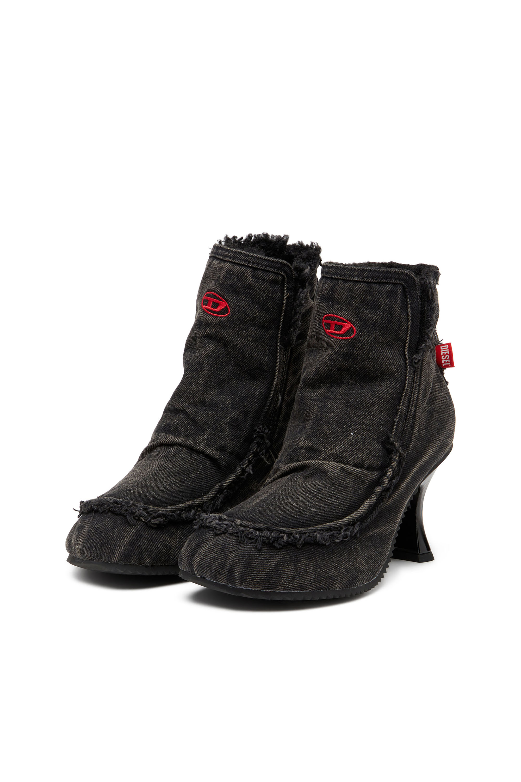 D-WOODSTOCK HEEL AB, Black Diesel - D-WOODSTOCK HEEL AB, Woman's D-Woodstock - Denim boots with heel in Black - 9