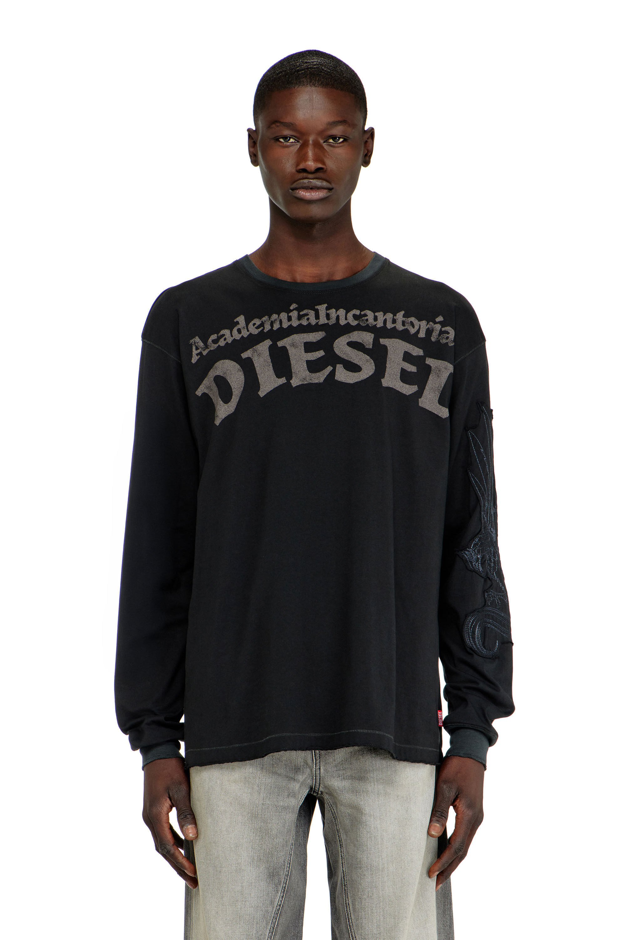 Diesel - T-NORM-LS-AA3, Man's Long-sleeve T-shirt with prints and patches in Black - 3