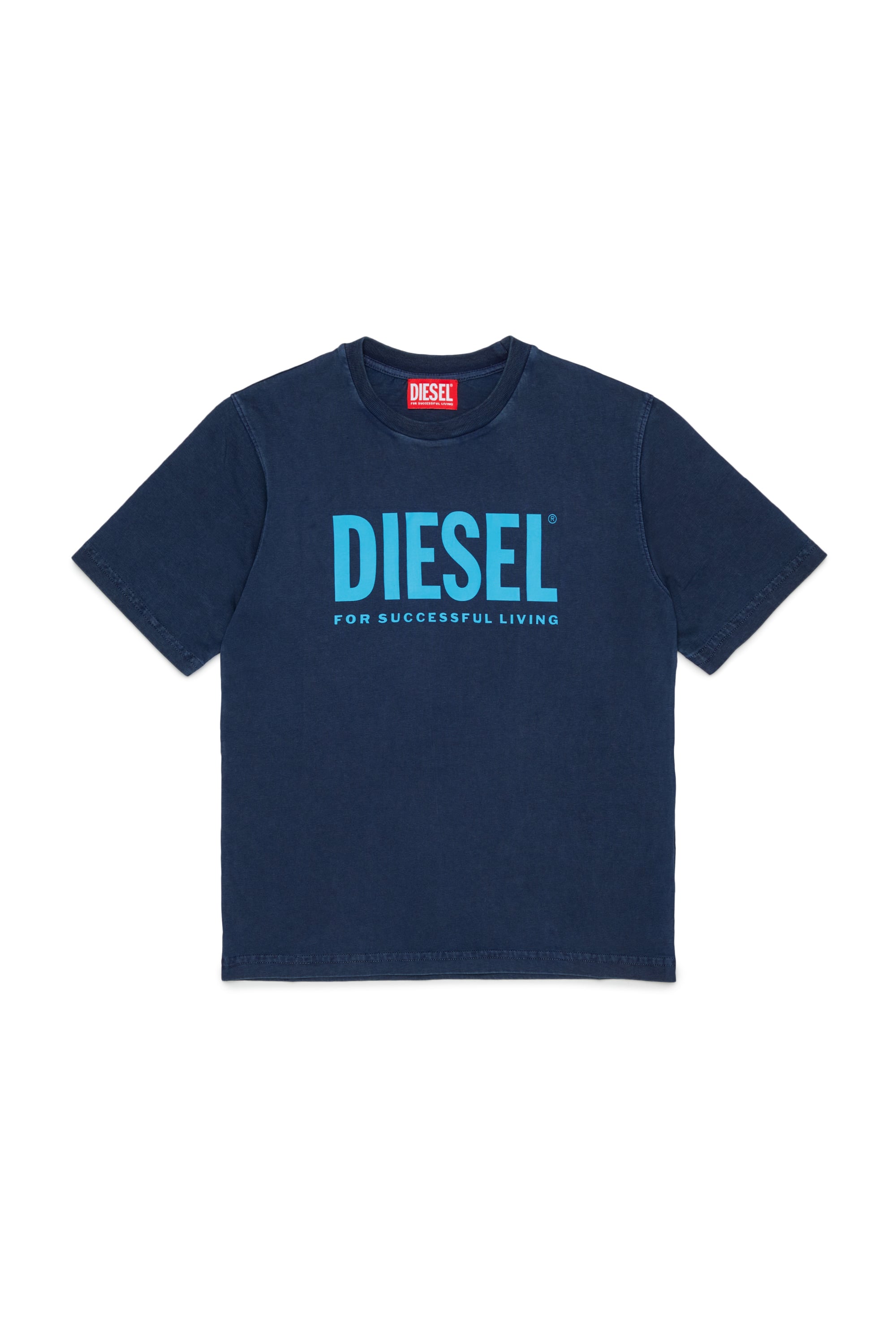 Diesel - TISEL OVER, Man's Cotton T-shirt with maxi logo print in Dark Blue - 1