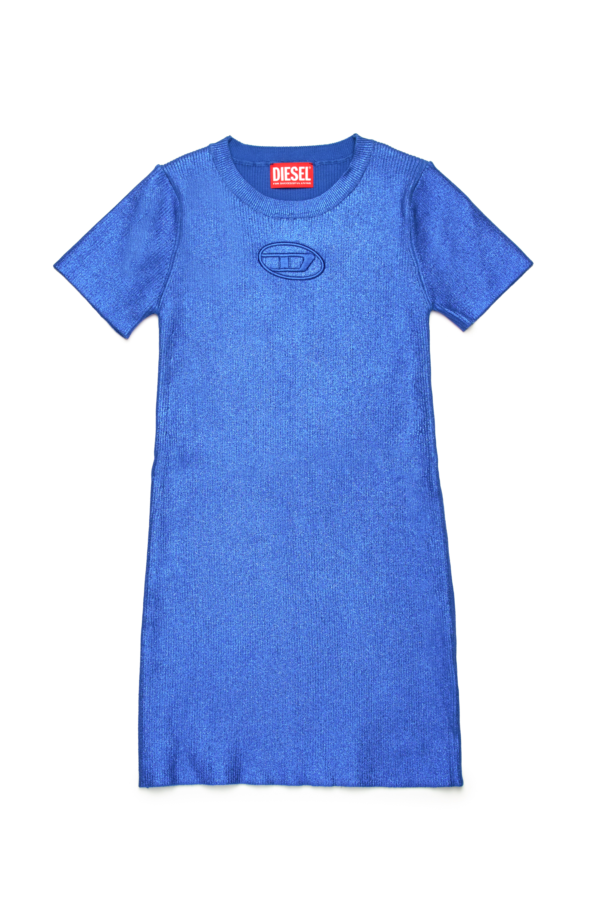 Diesel - DMONERVAX, Woman's Dress in metallic ribbed knit in Blue - 1