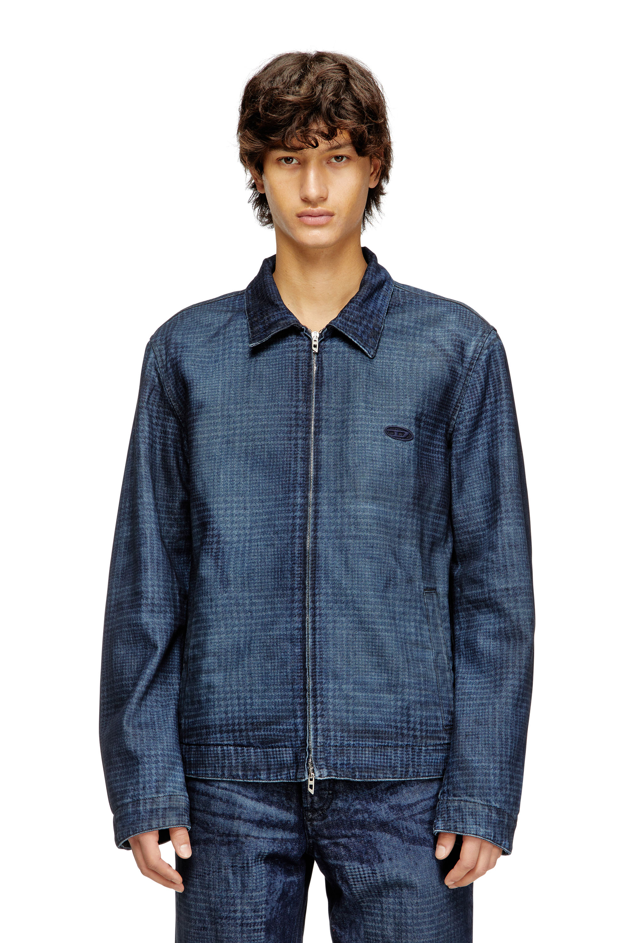 Diesel - D-ROHEEN-S, Man's Jacket in Prince of Wales denim in Dark Blue - 3