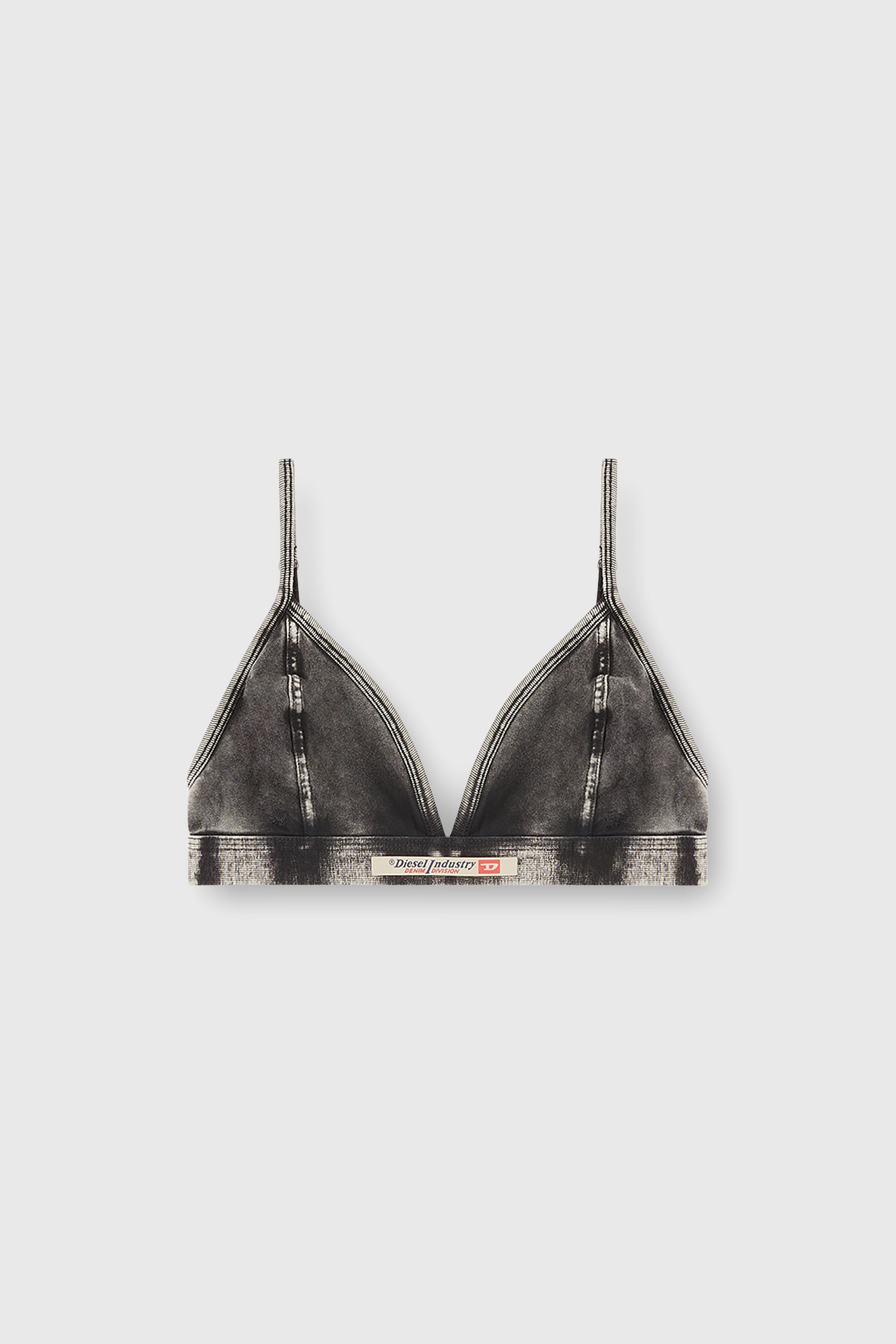 Diesel - SCILLA-DNM, Woman's Denim-effect triangle bra in Dark grey - 2
