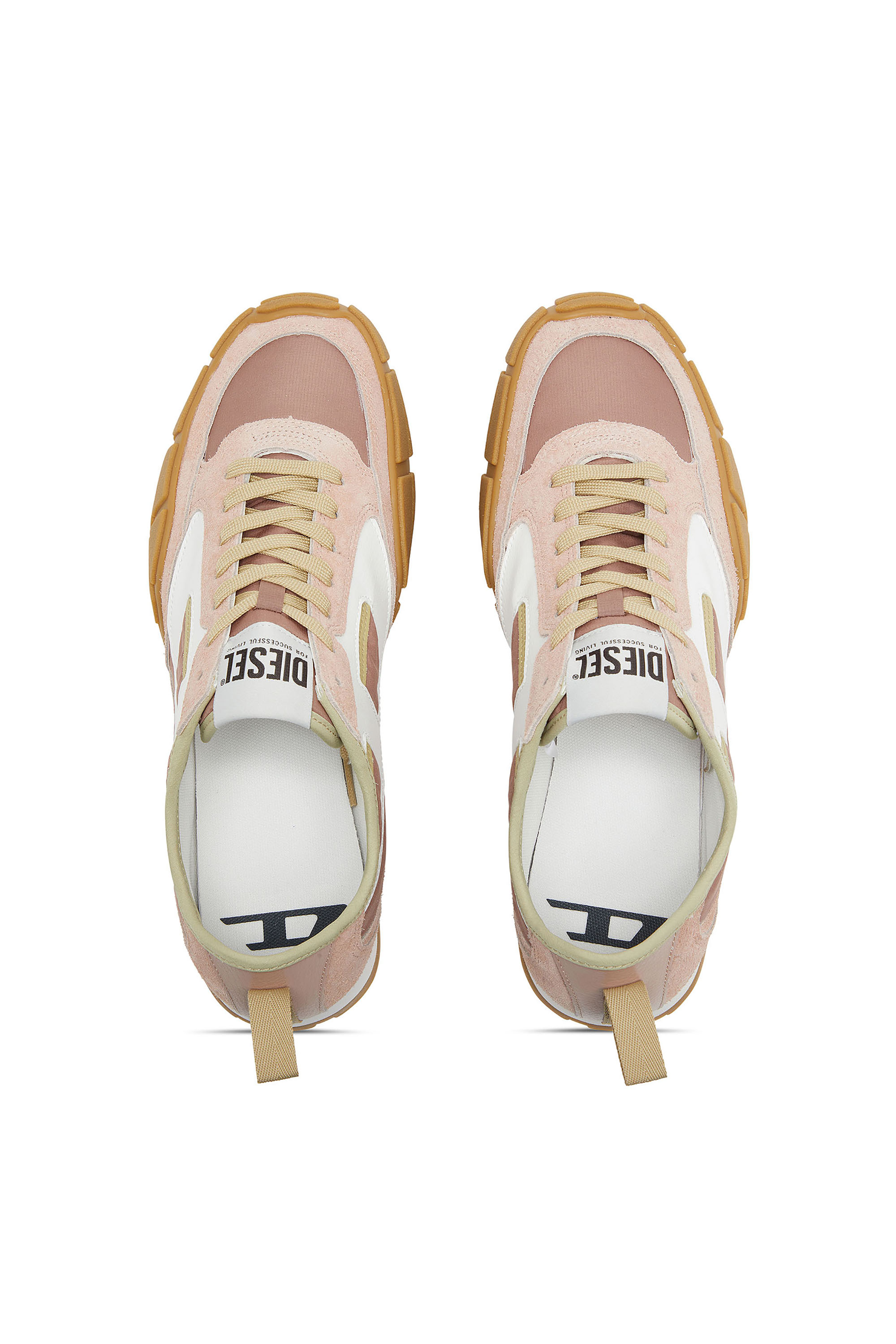 S-PAGODHA LOW W, Pink/White Diesel - S-PAGODHA LOW W, Woman's S-Pagodha-Sneakers in leather, suede and ripstop in Pink/White - 4