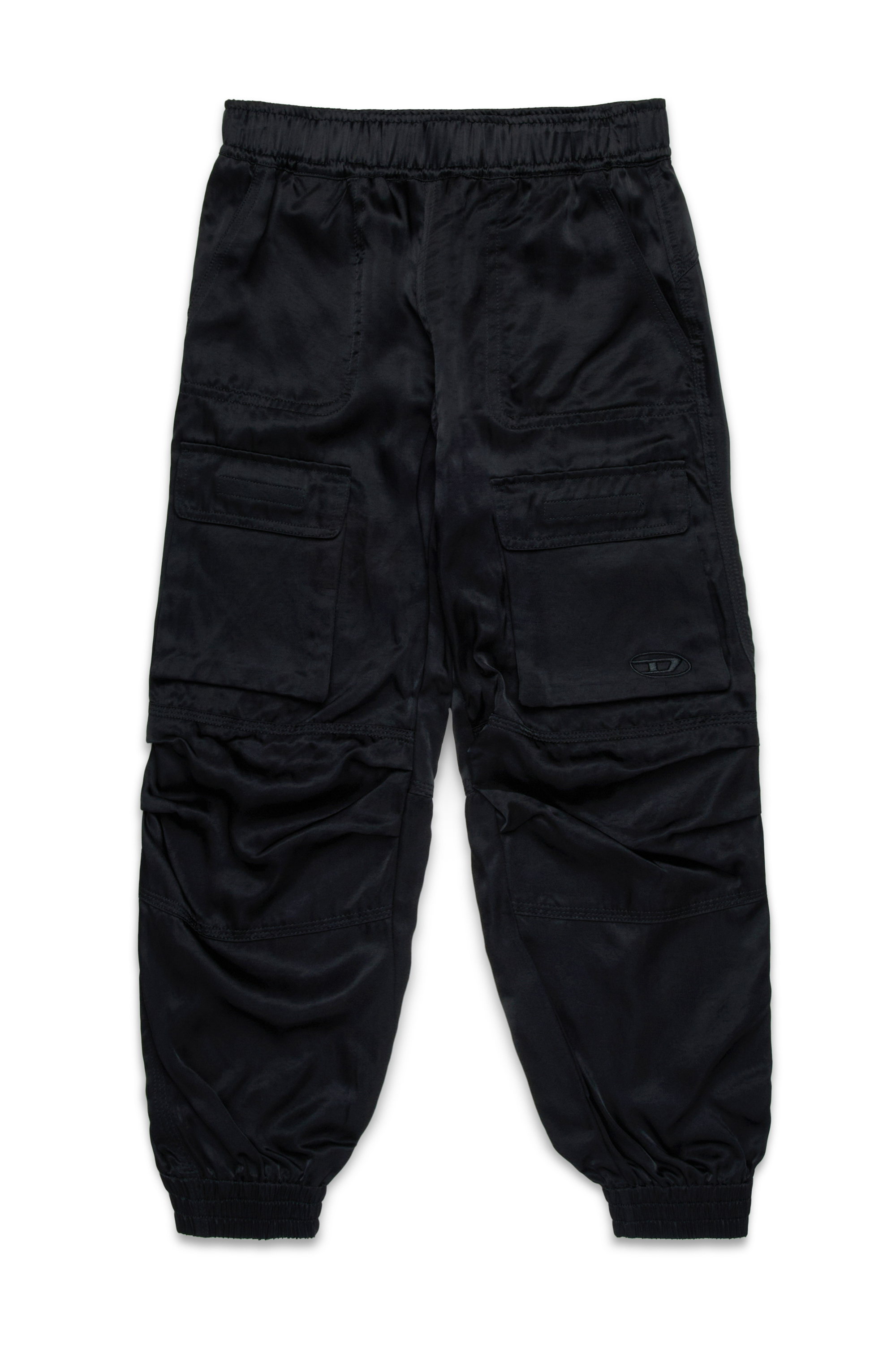 Diesel - PMIRTAS, Woman's Satin cargo pants with Oval D in Black - 1