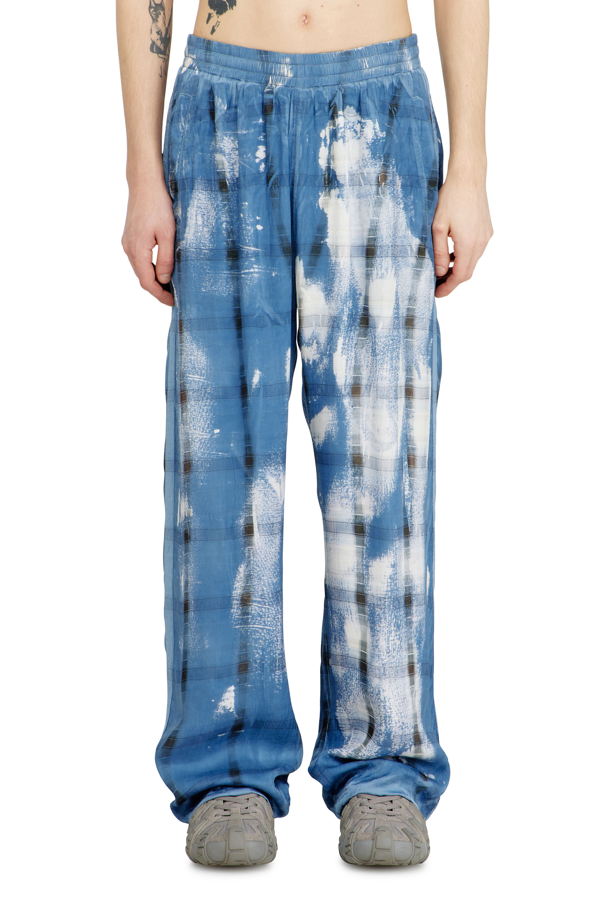 Diesel - P-OLLY, Man's Track pants with check X-ray effect in Blue - 3