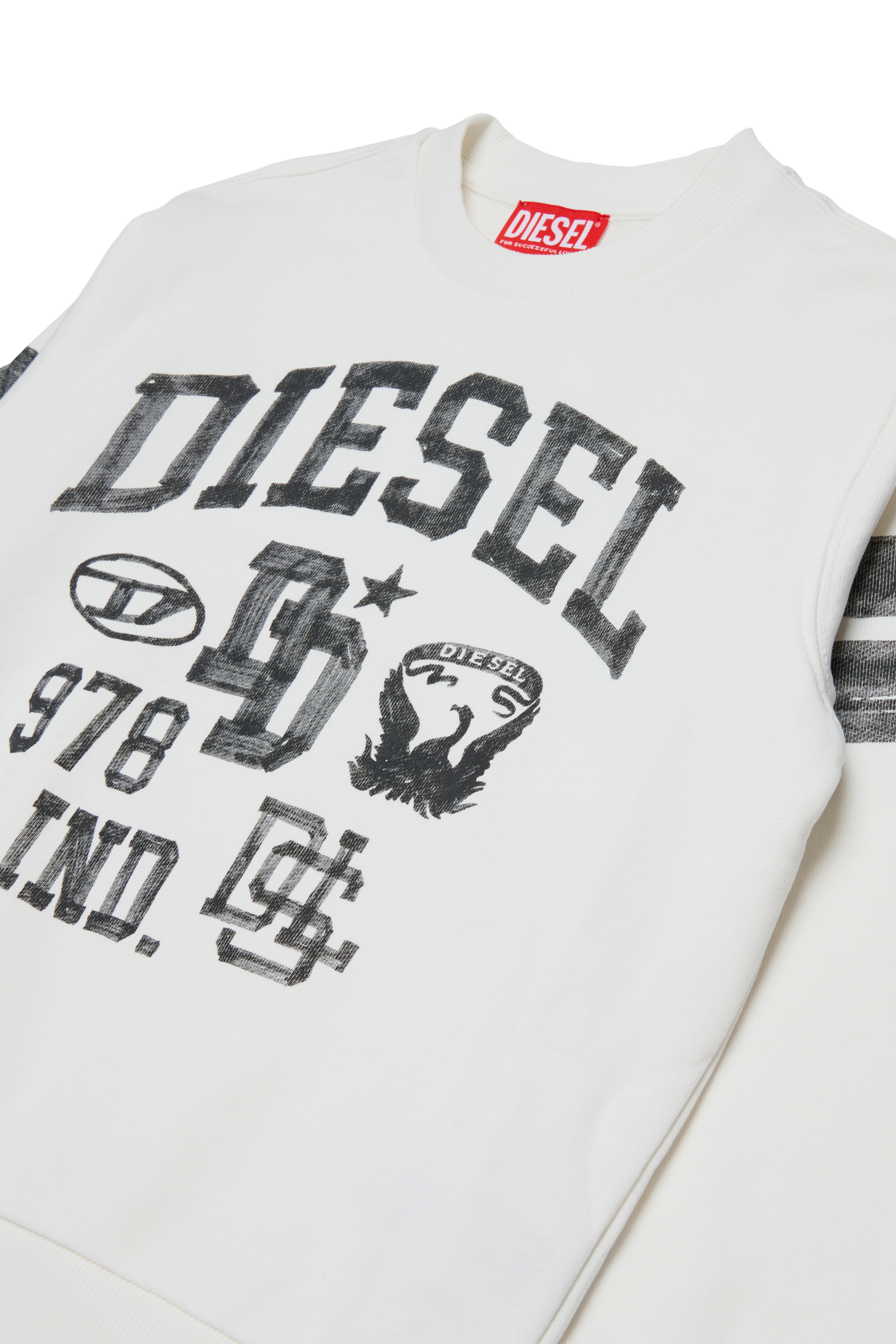 Diesel - SBAND OVER, Man's Sweatshirt with collegiate-style logo prints in White - 3