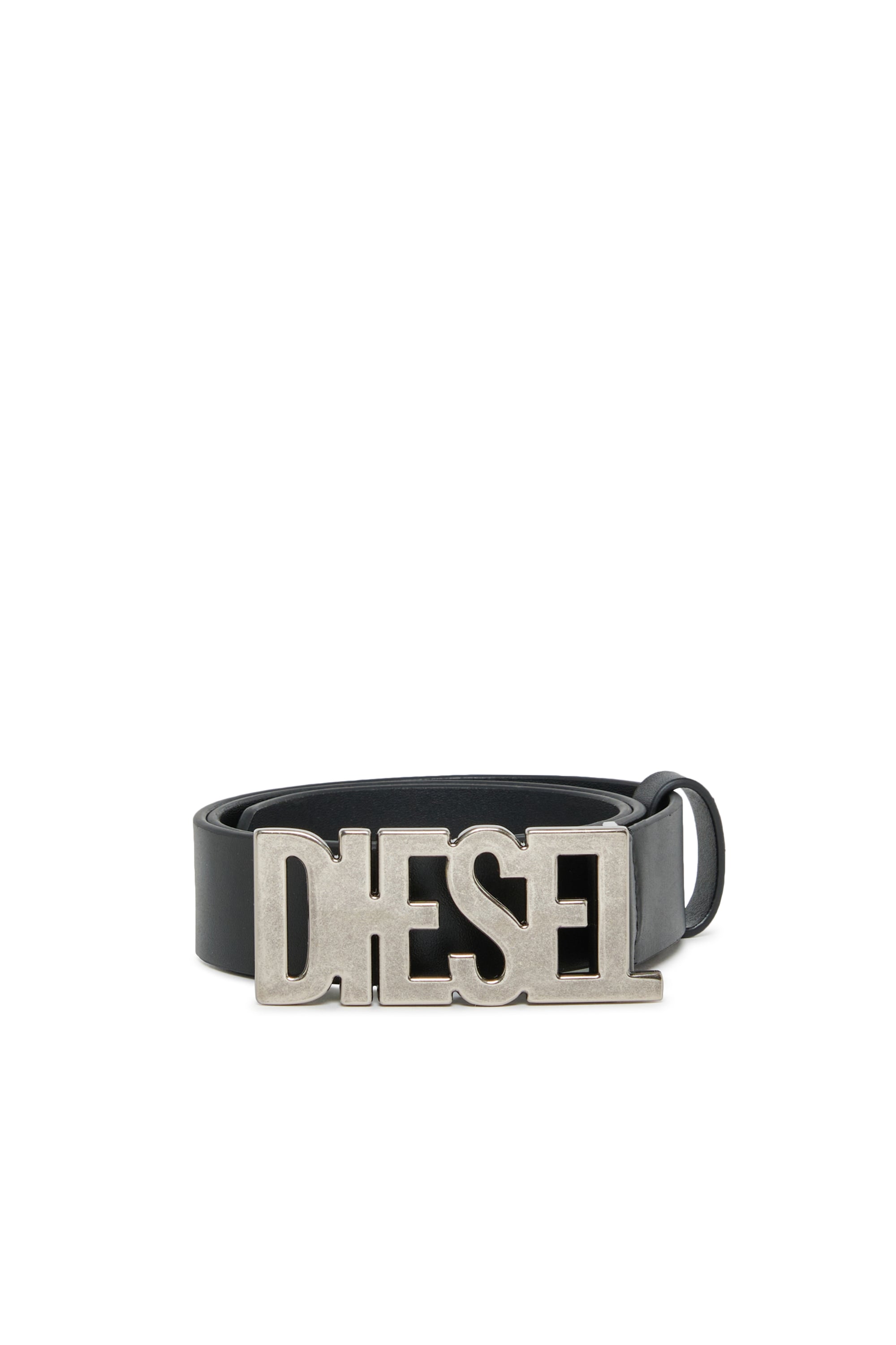 Diesel - BWR, Unisex's 3cm leather belt with Diesel buckle in Black - 1