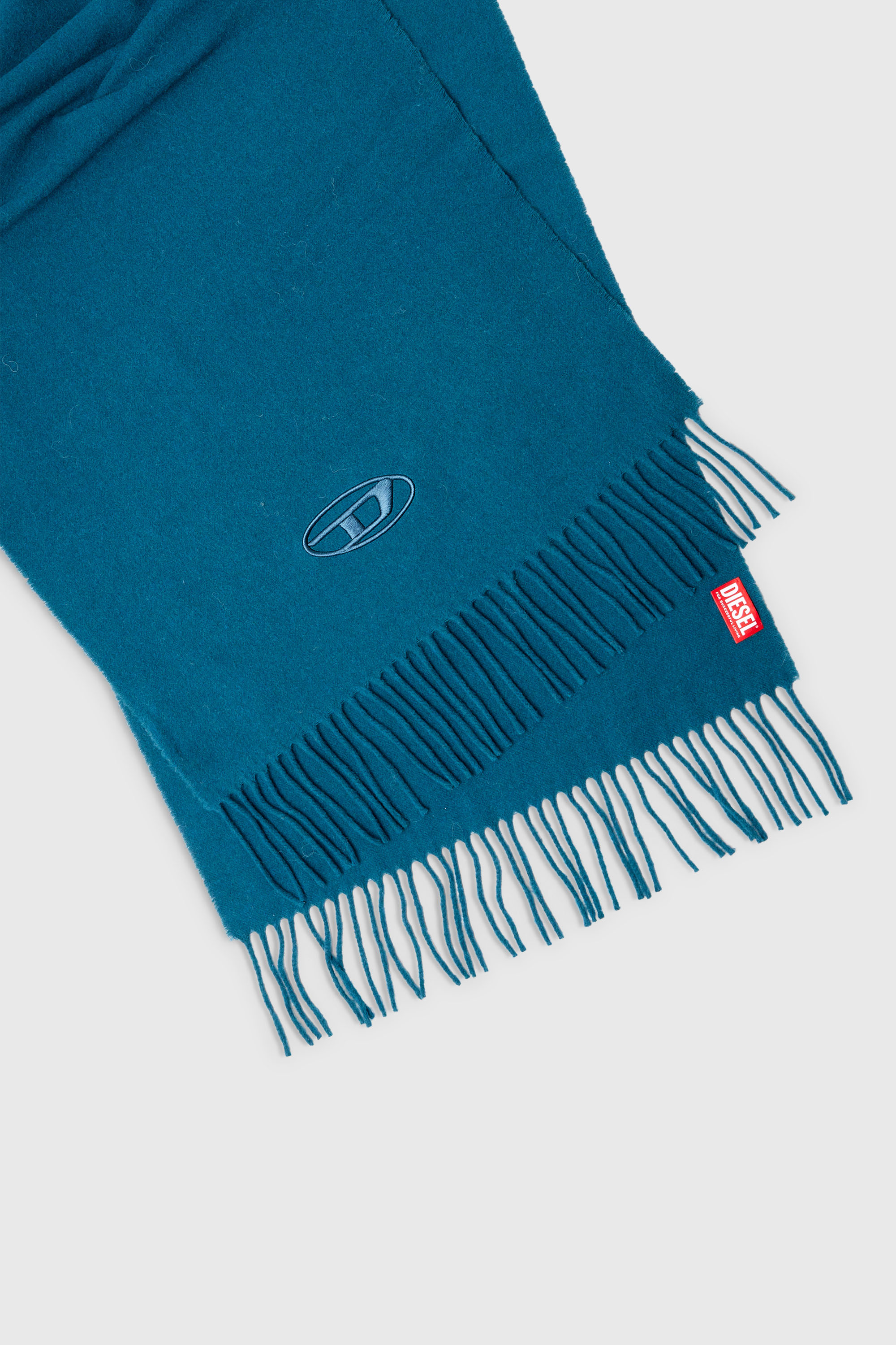 Diesel - S-IMON-D-LONG, Unisex's Wool-blend scarf with fringed edges in Blue - 3