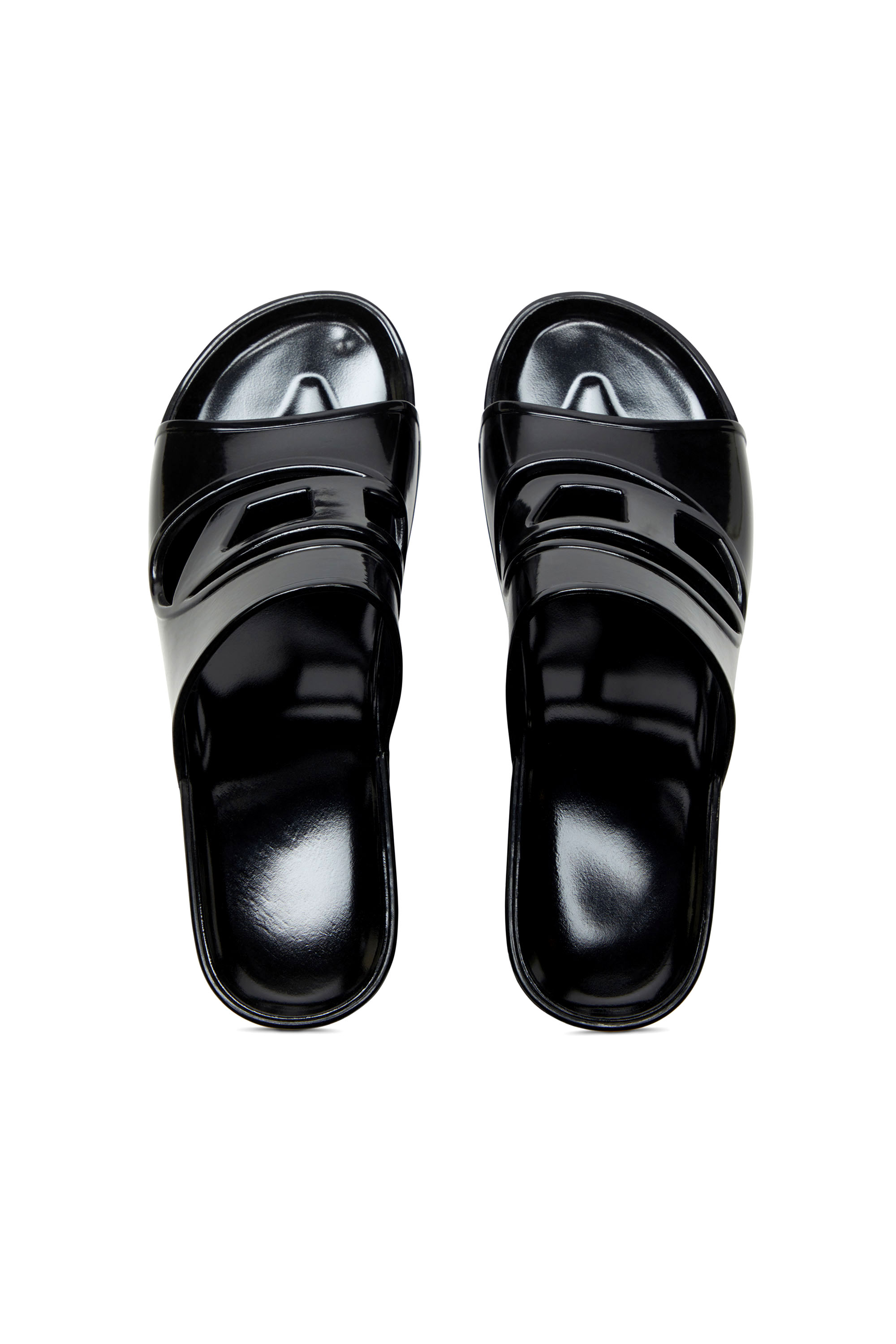 Diesel - SA-BONNIE, Woman's Heeled rubber slides with cut-out logo in Black - 5