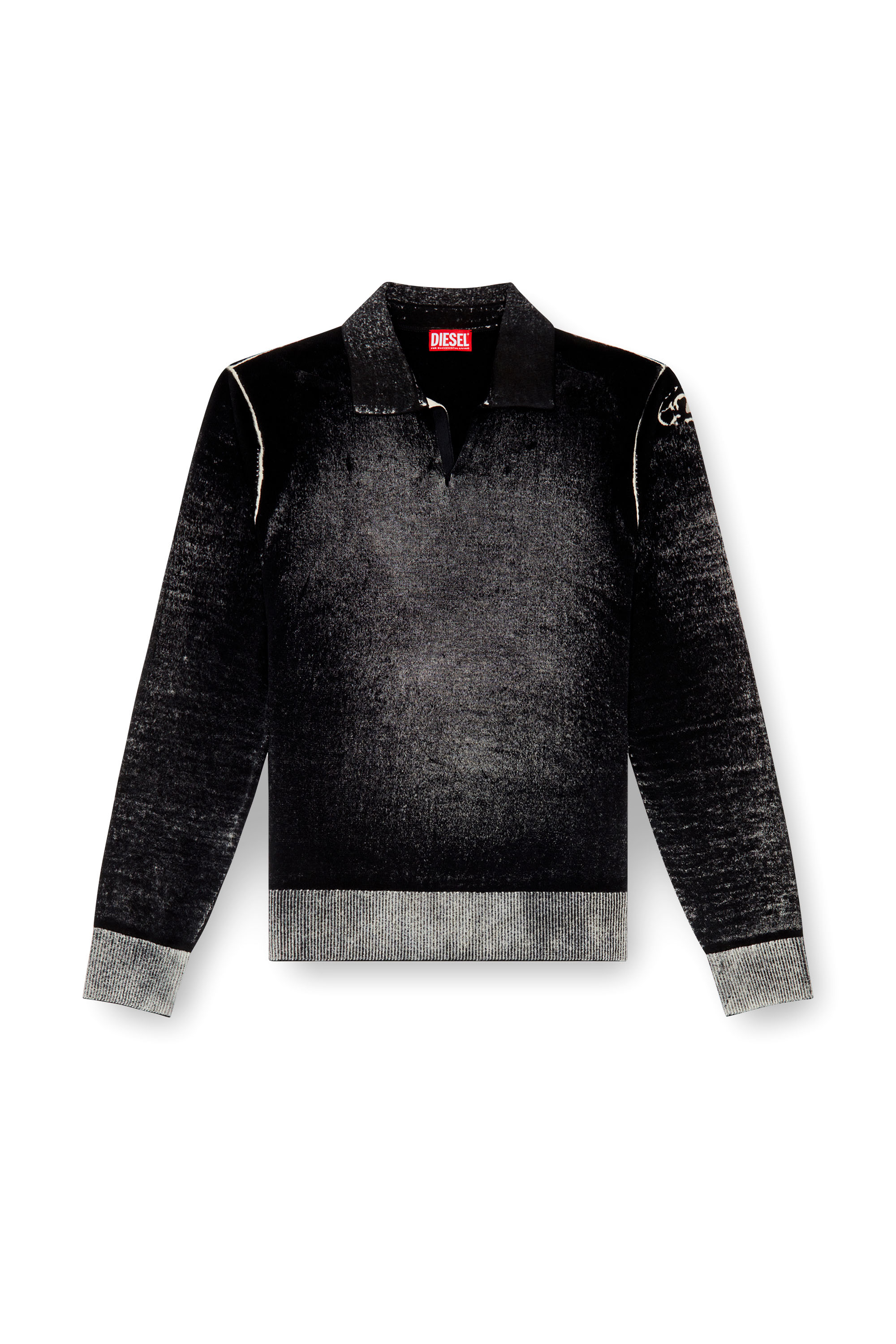 K-LORENZO, Black Diesel - K-LORENZO, Man's Reverse-print polo jumper in Black - 2