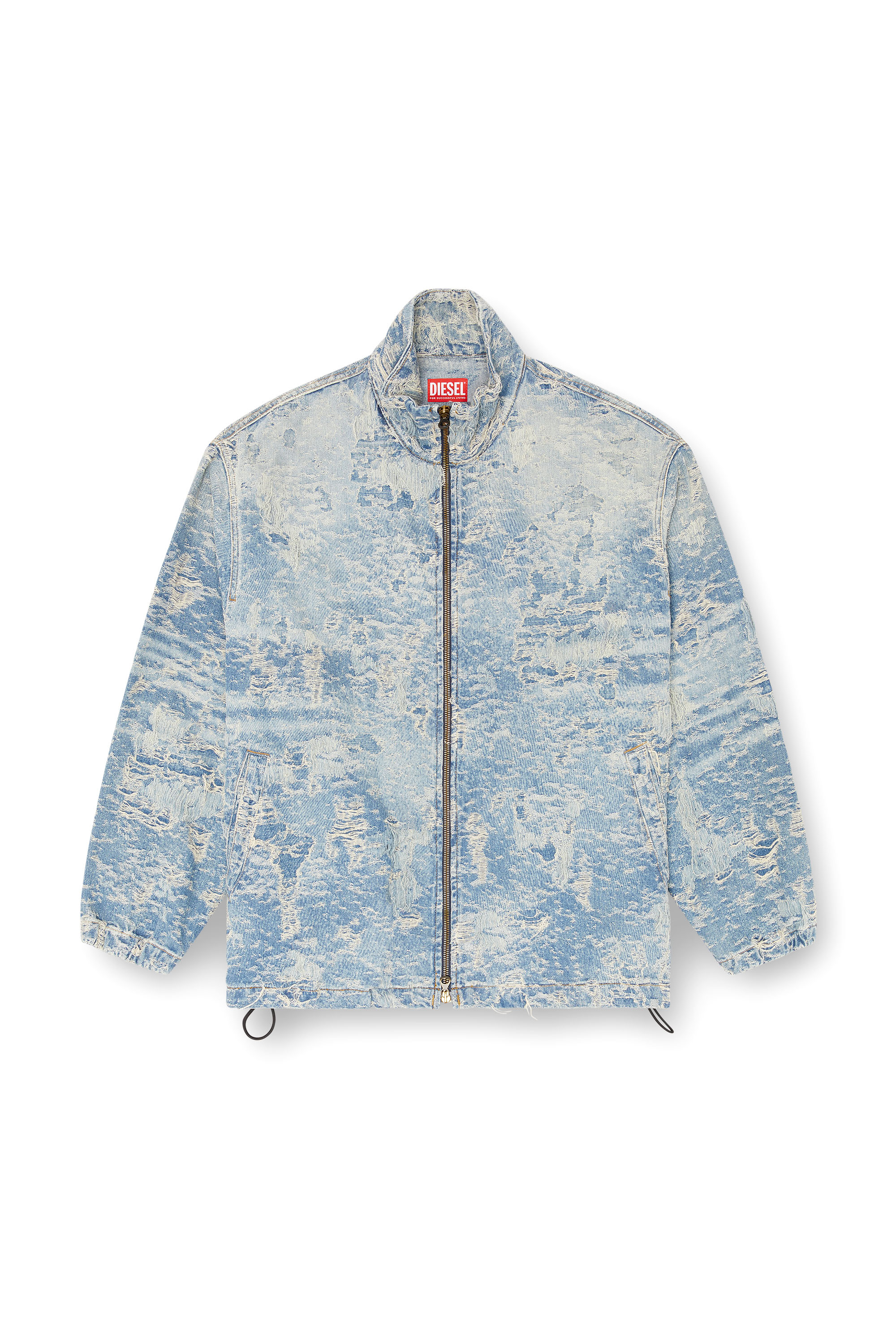 Diesel - D-KRAP-FSF, Unisex's Zip jacket in dirty jacquard denim in Light Blue - 7