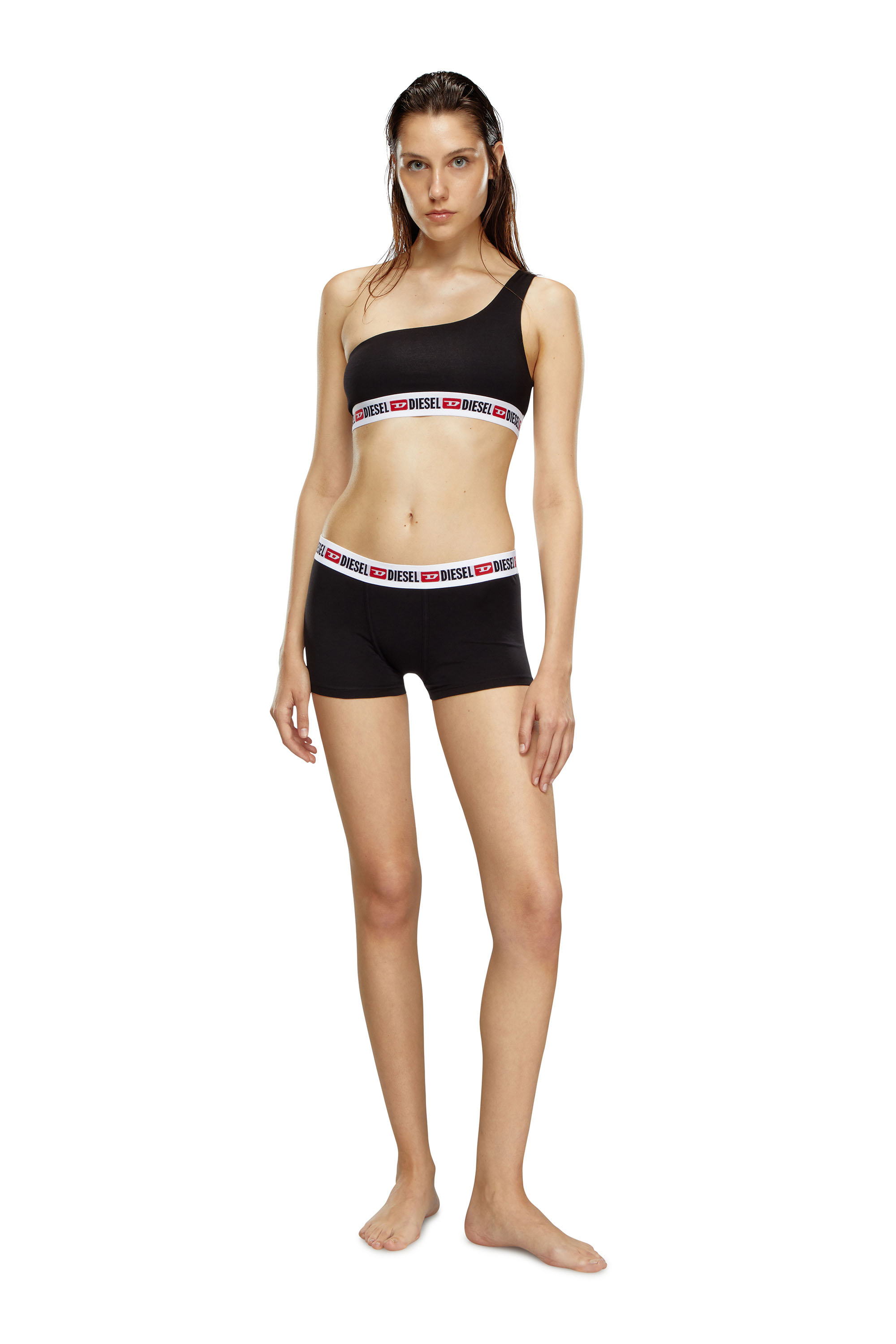 Diesel - UFPN-MYA, Woman's Shorts  with logo waistband in Black - 1