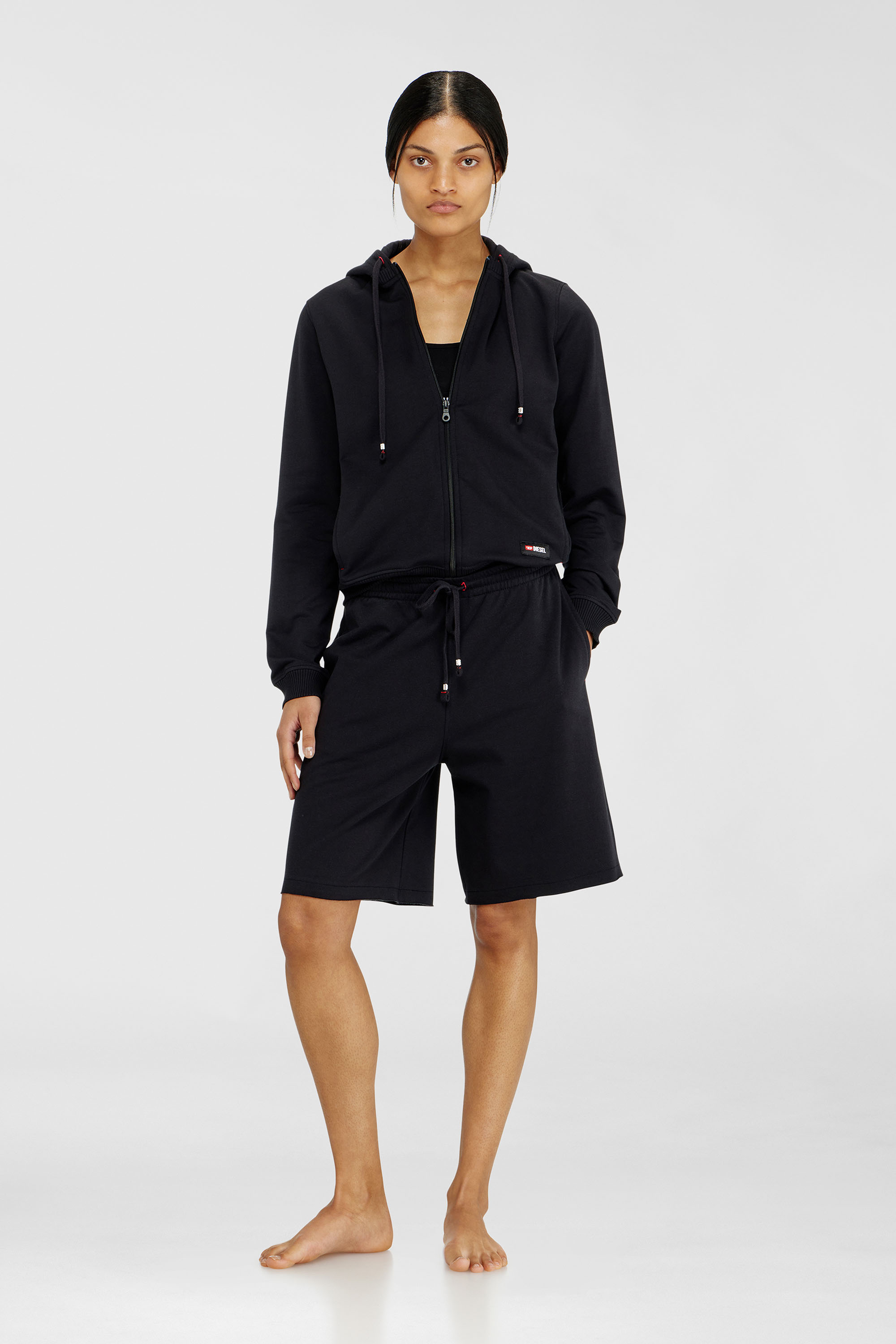 Peached sweat shorts with raw hems