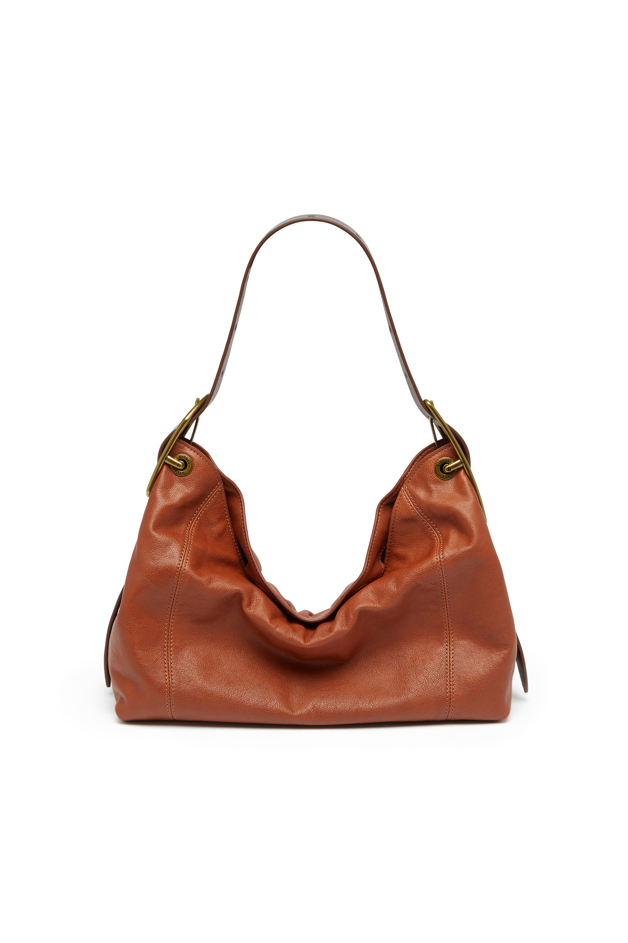Diesel - D-LINE HOBO S, Woman's D-Line-Shoulder bag in shiny leather in Brown - 2