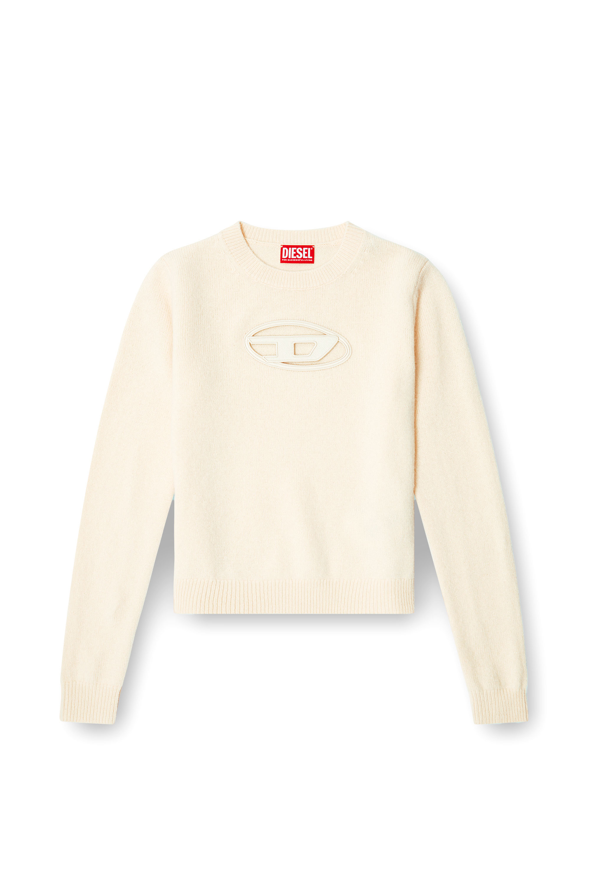 Diesel - M-AREESA-SLIM, Woman's Cashmere-blend jumper with cut-out logo in Beige - 2