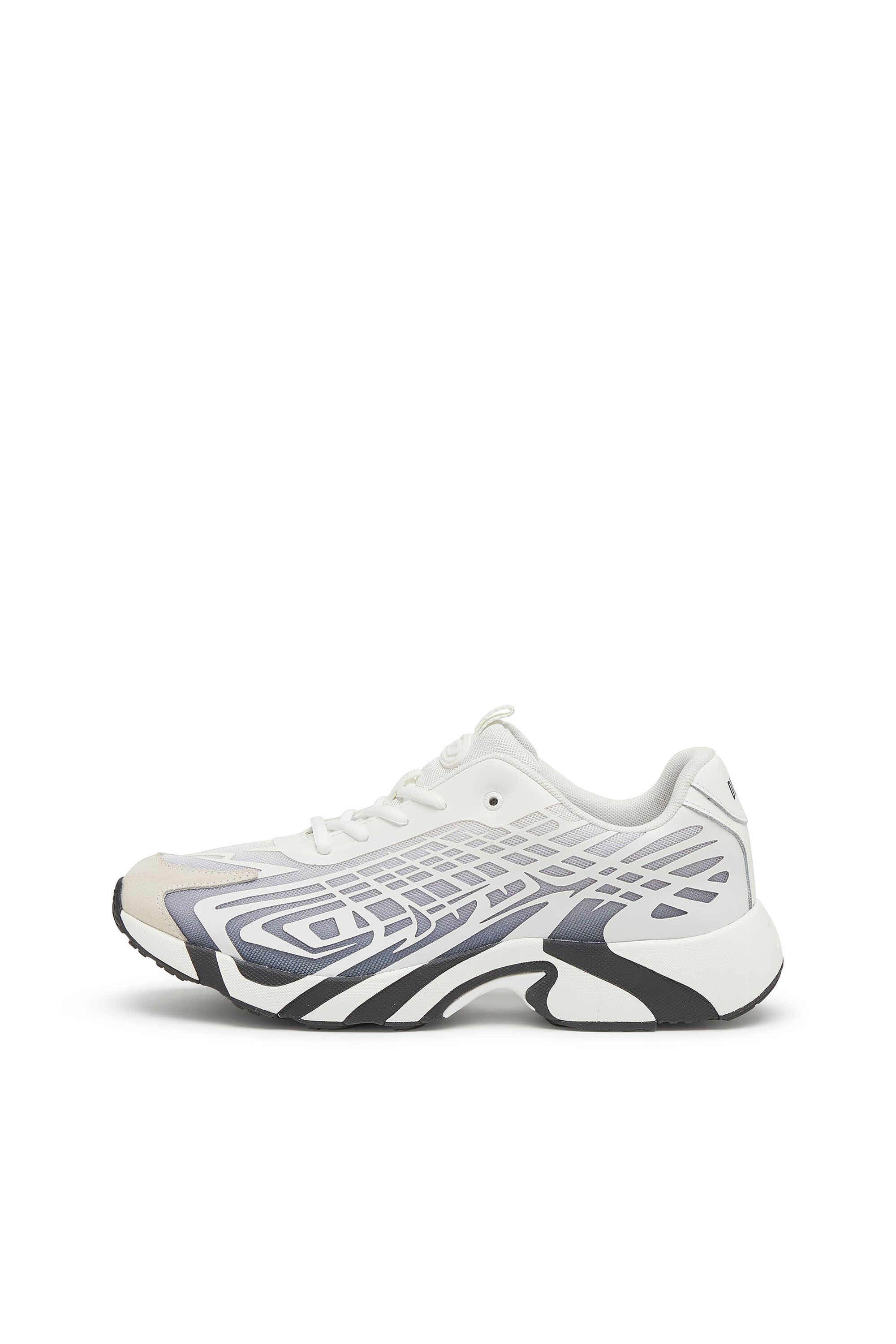 Diesel - S-D-VIT'S 500 LOW, Man's D-Vit-Sneakers in striped d&eacute;grad&eacute; mesh in White/Grey - 8