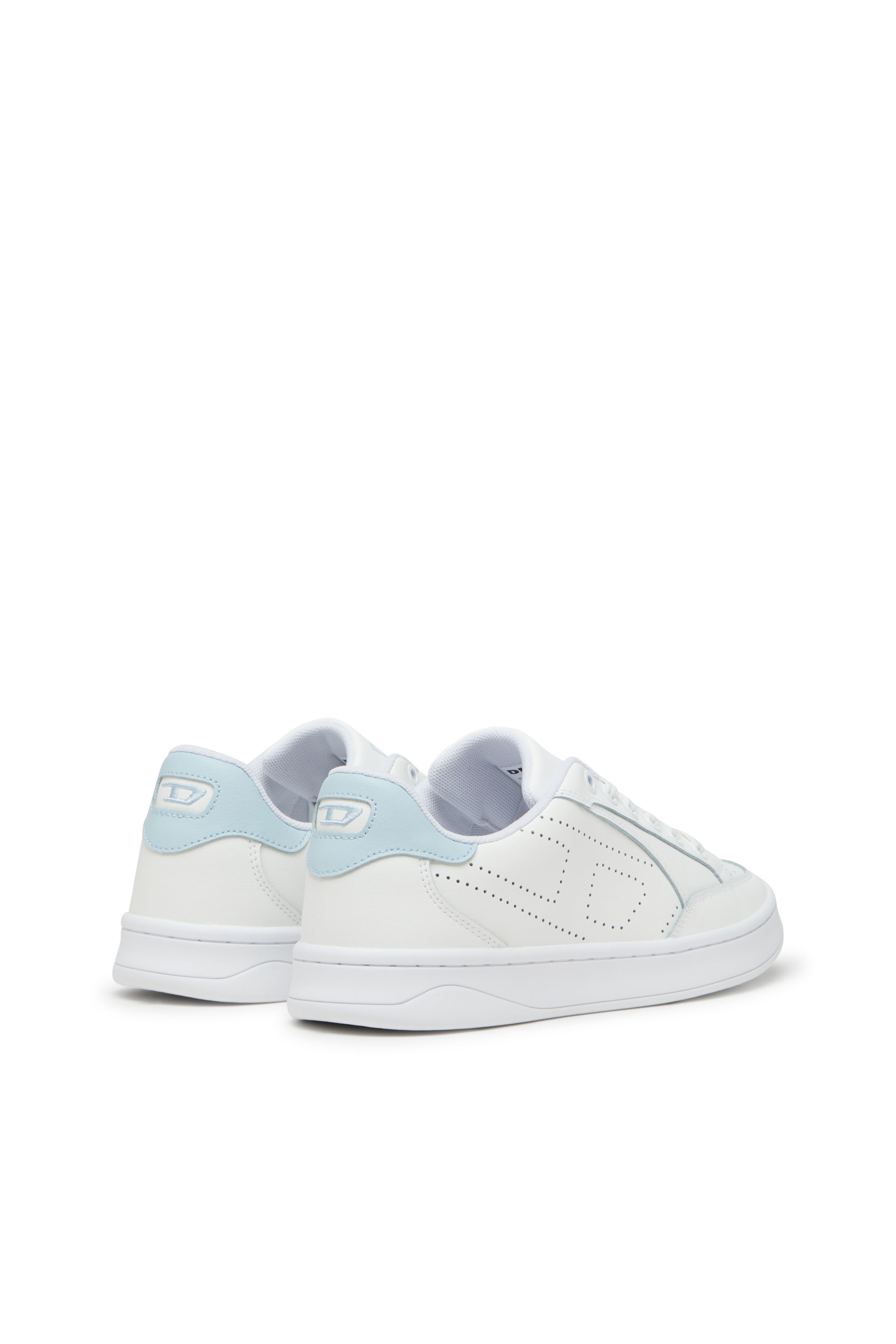 Diesel - S-DAKOTA LOW W, Woman's S-Dakota-Leather sneakers with perforated logo in White/Blue - 3