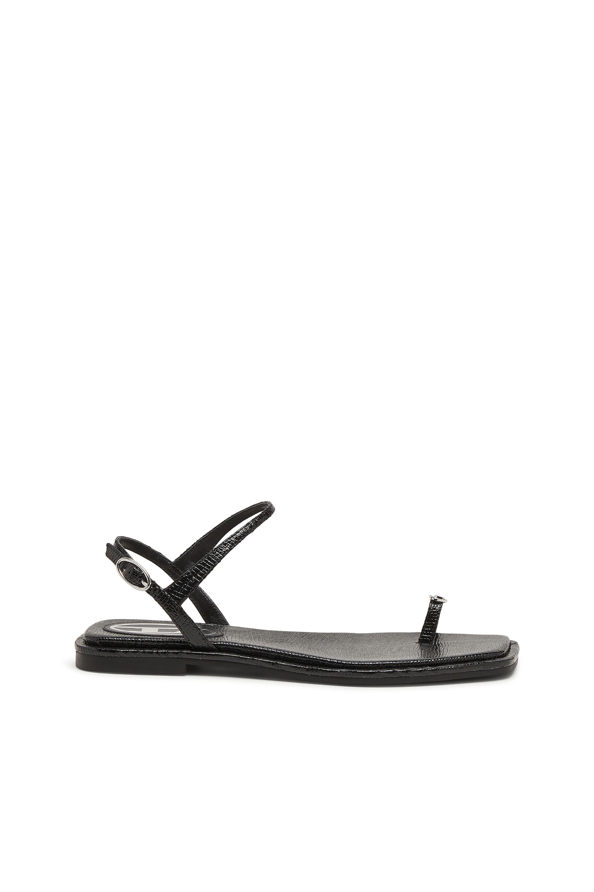 Diesel - D-AMBER INFRA 0, Woman's D-AMBER - Sandal in leather with metallic logo in Black - 1